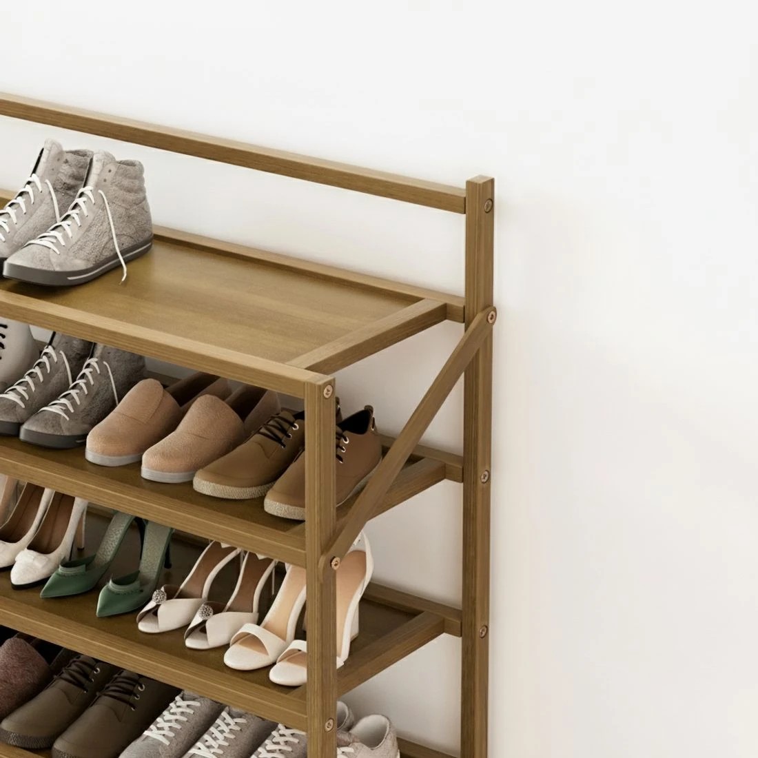 4 Artiss Shoe Rack 6-tier 18 Pairs Foldable - Brown, 4 of 4