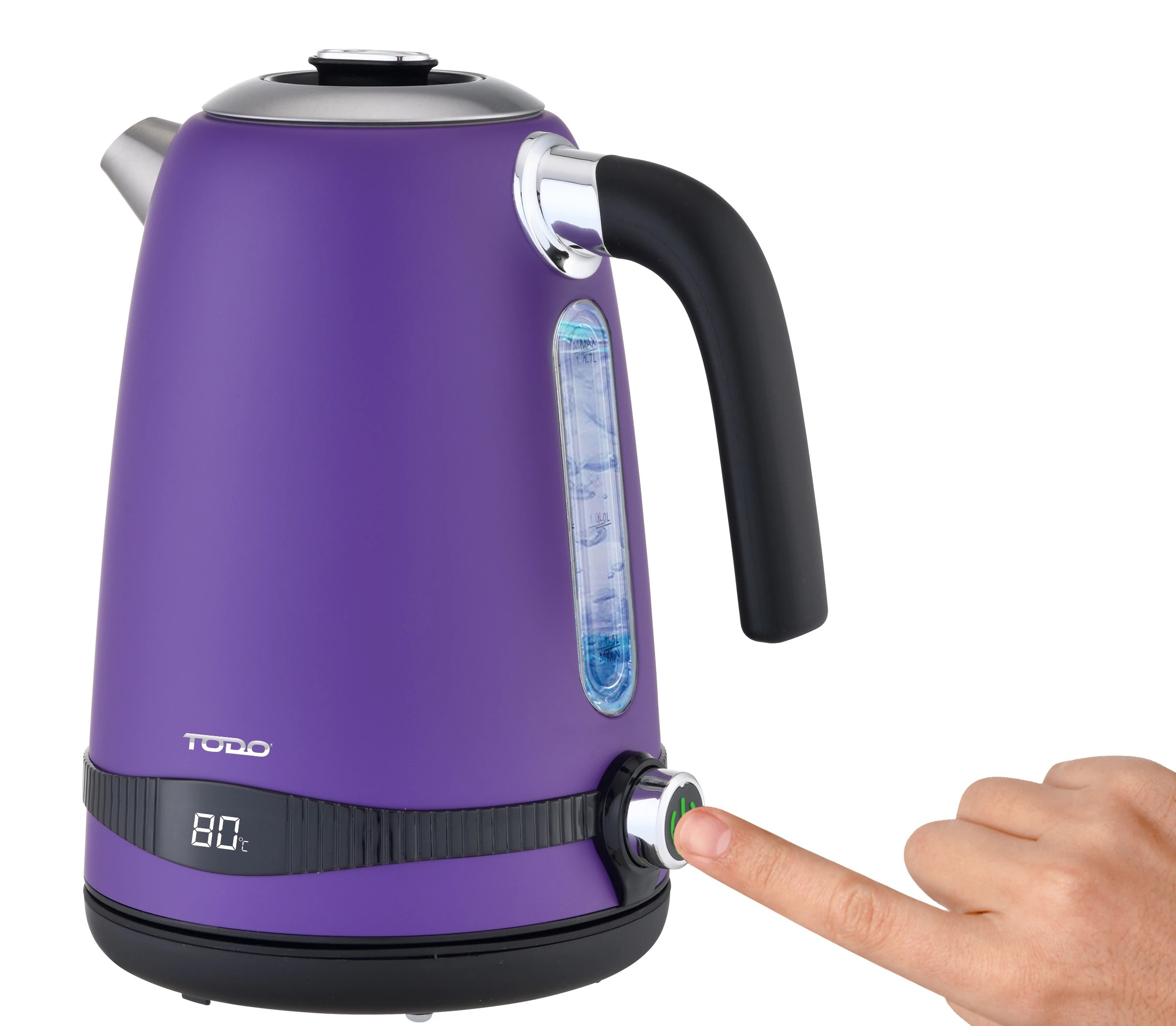 4 TODO 1.7L Stainless Steel Cordless Kettle Keep Warm Electric Led Water Jug - Purple, 4 of 7