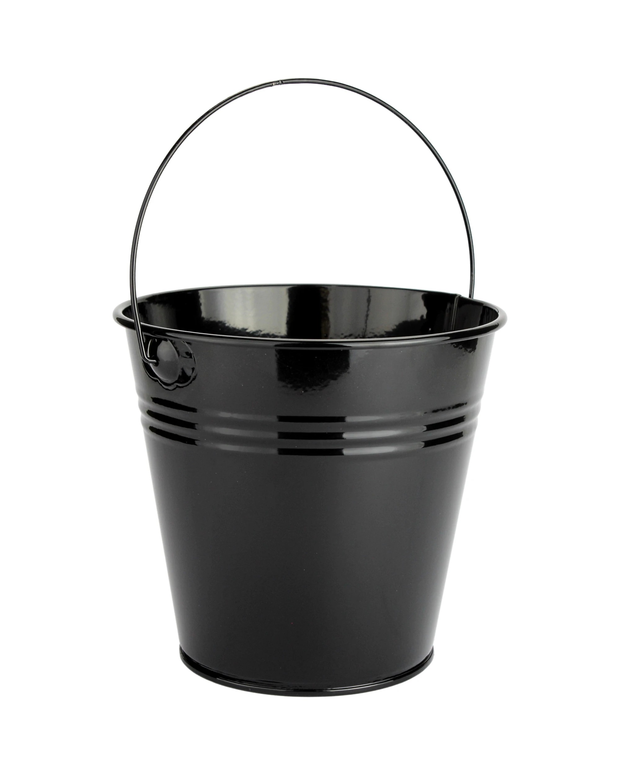 1 Partyrama Black Metal Bucket 12cm - Black, 1 of 1