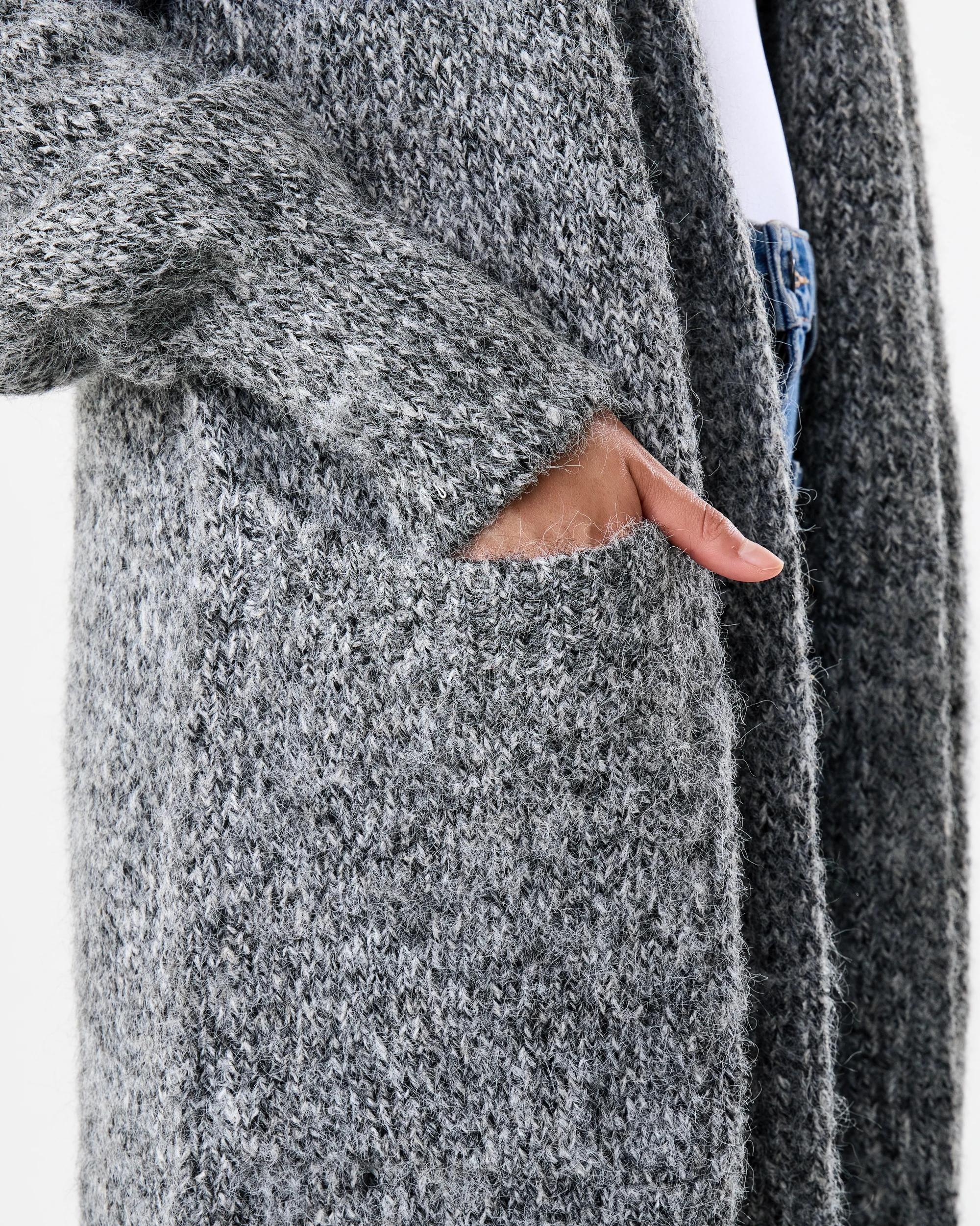 7 Balloon Sleeve Longline Cardigan Grey Marle, 7 of 8