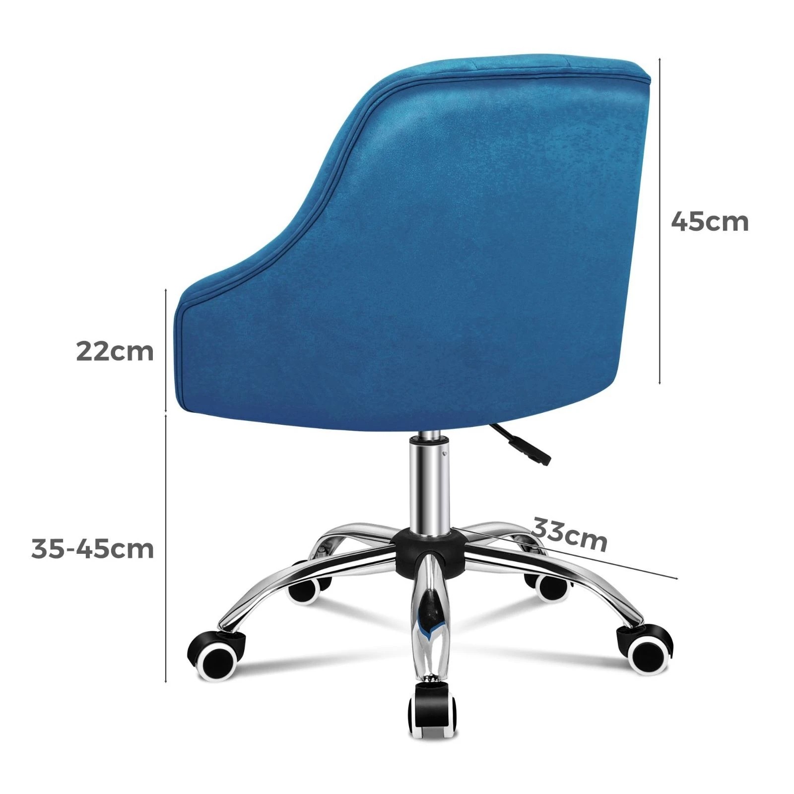 3 Alfordson Velvet Office Chair Fabric Swivel Armchair Computer Adult Kids - Blue, 3 of 10
