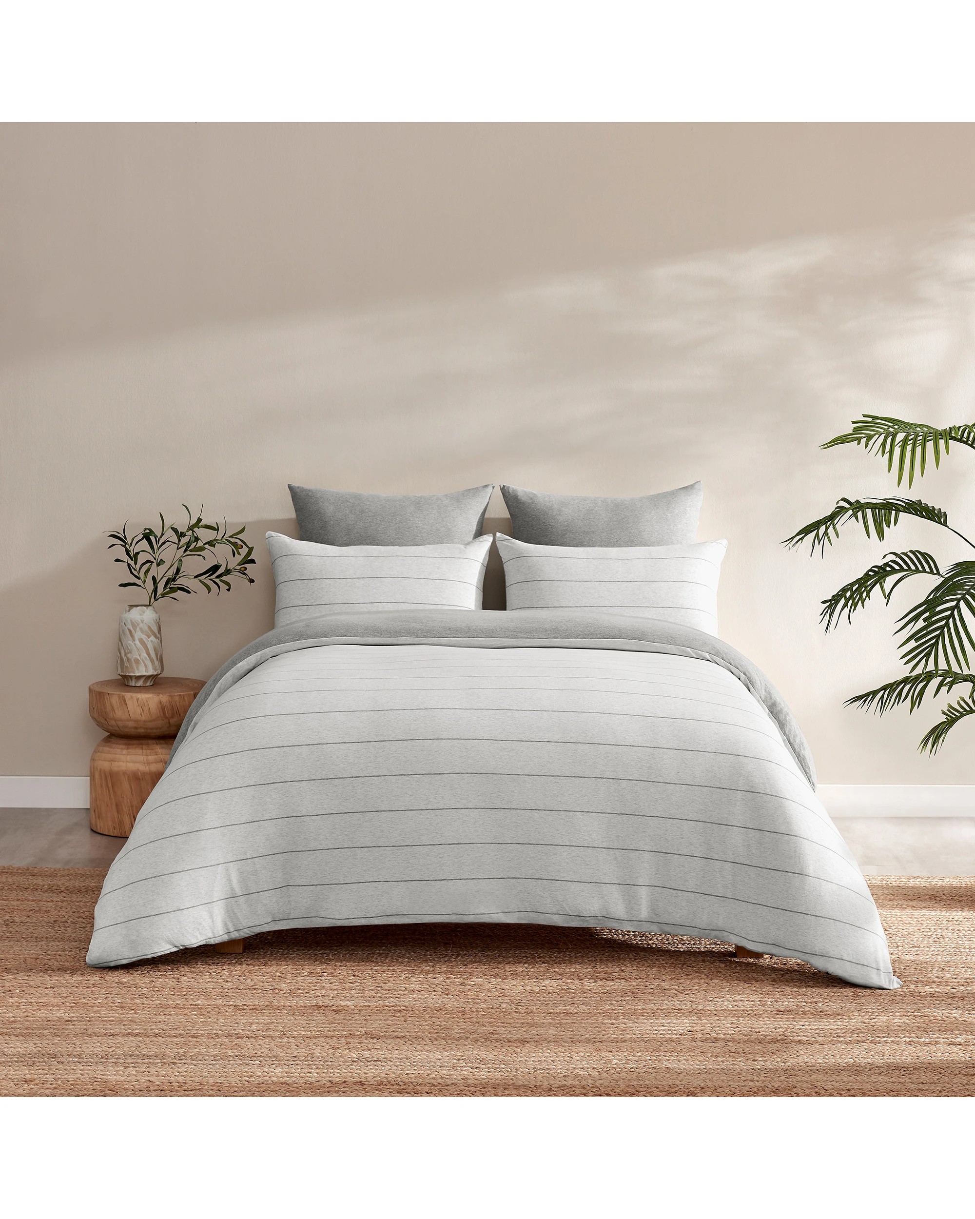 9 Dreamaker Jersey Luxe 100% Cotton Reversible Quilt Cover Set Charcoal - King Bed - Silver Grey, 9 of 10