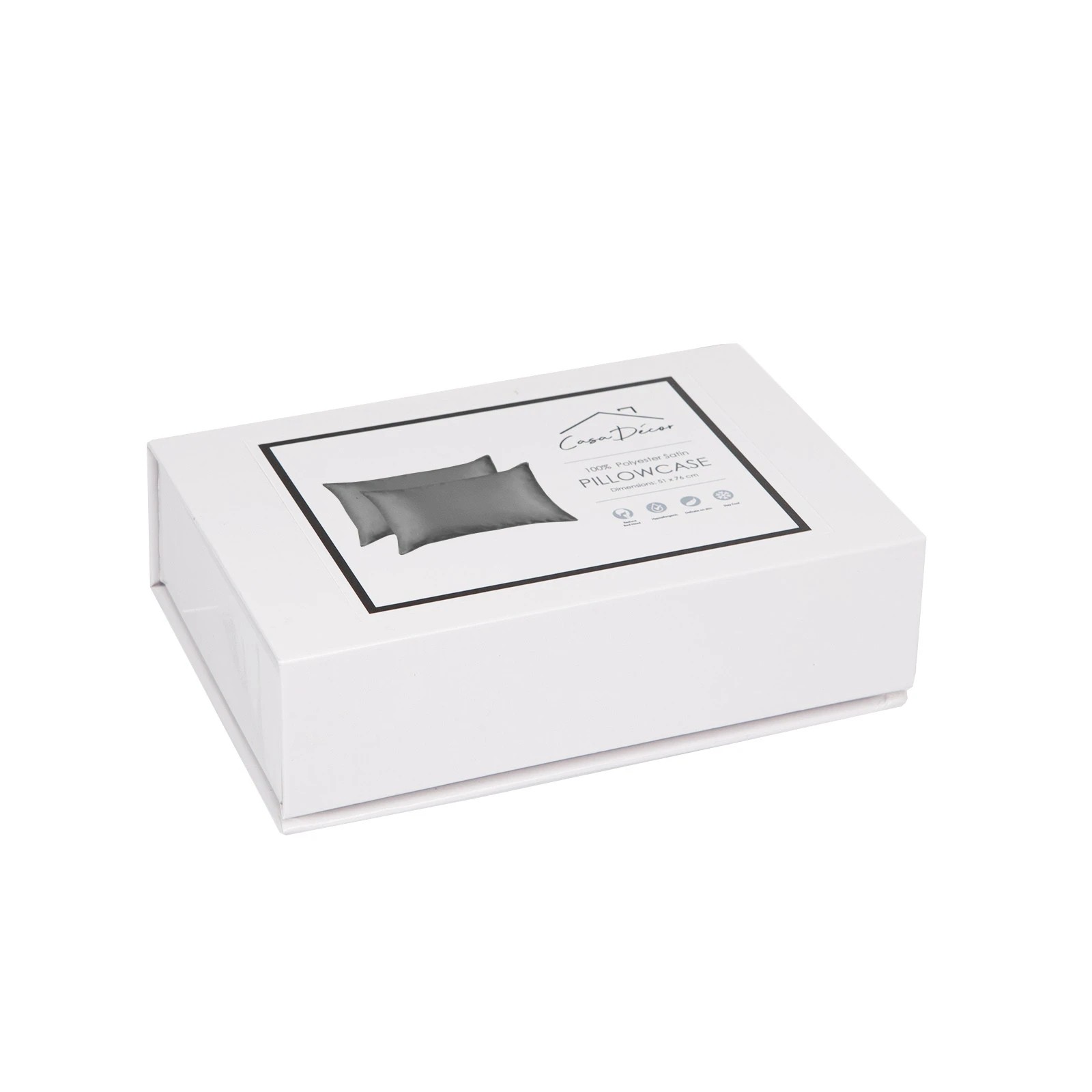 5 Casa Decor Luxury Satin Pillowcase Set With Gift Box Luxury Bedding Twin Pack - Charcoal, 5 of 10