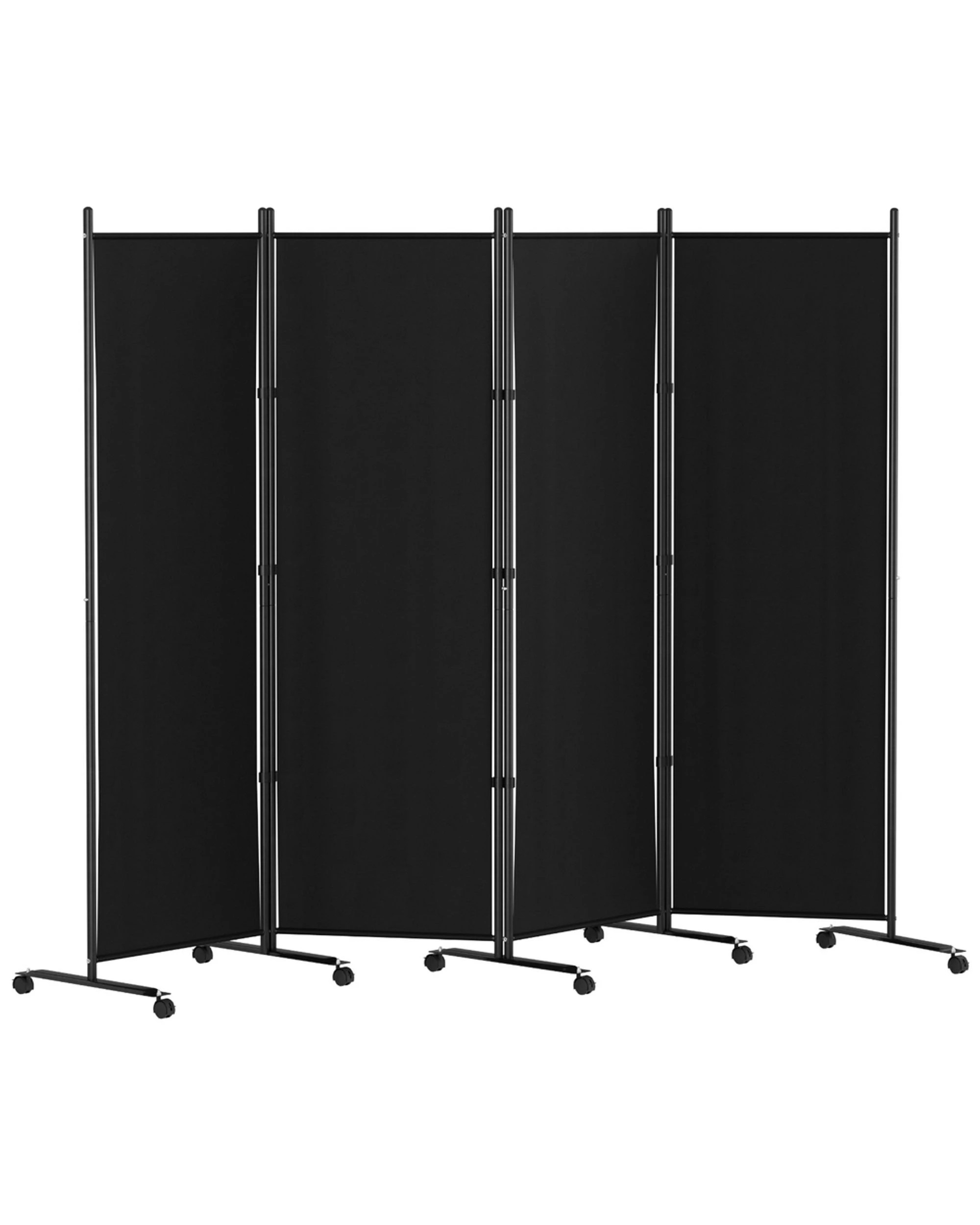 1 Artiss 4 Panel Room Divider Screen 217cm Fabric with Wheels Foldable Folding Metal Steel Frame Privacy Partition - black, 1 of 7