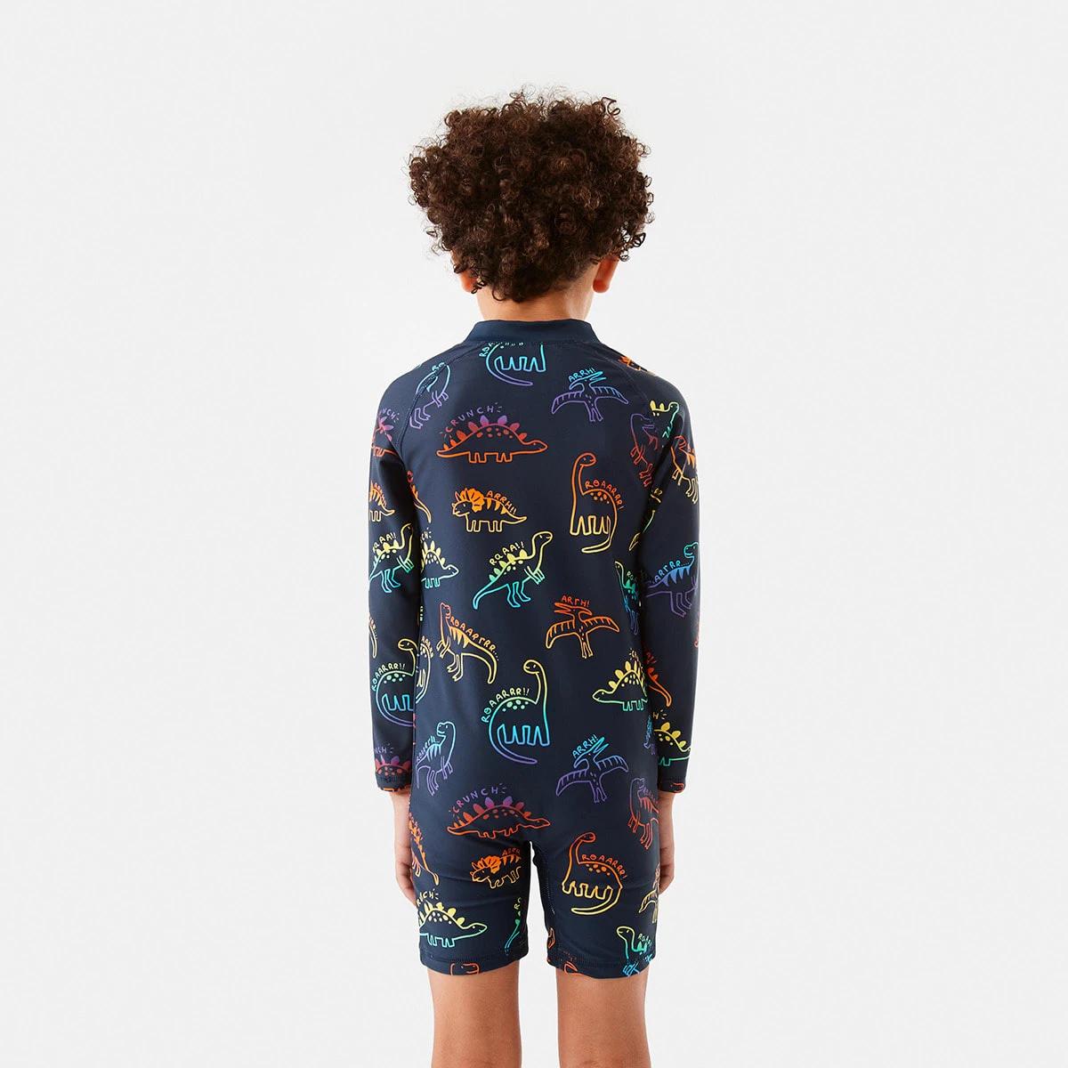 2 Long Sleeve Swimsuit Blue Dino, 2 of 10