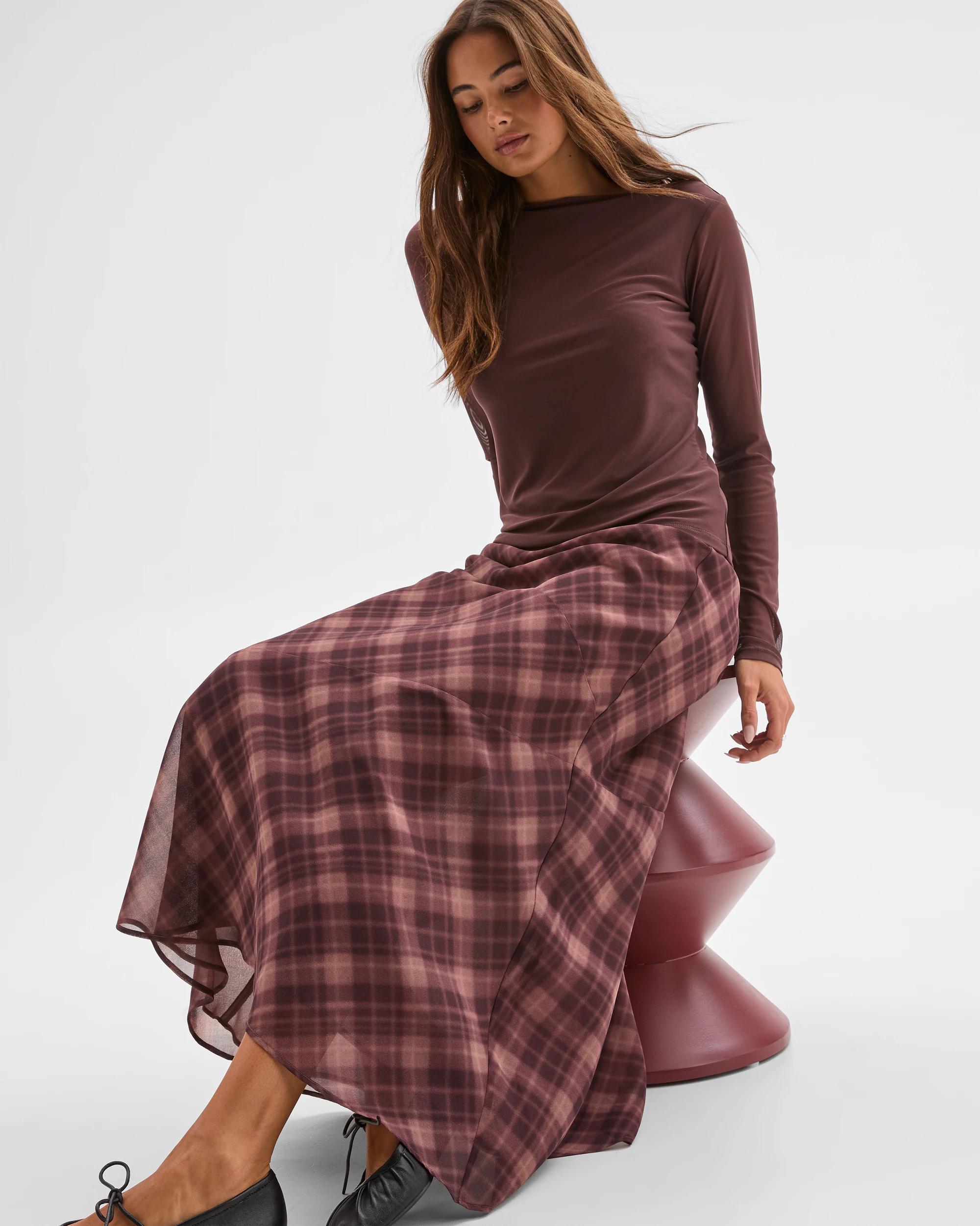 5 Lily Loves Georgette Maxi Skirt CHECK, 5 of 6