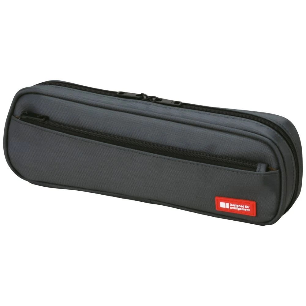 1 Lihit Lab Twin Zip Tube Multi Compartment Pencil Case Black, 1 of 4