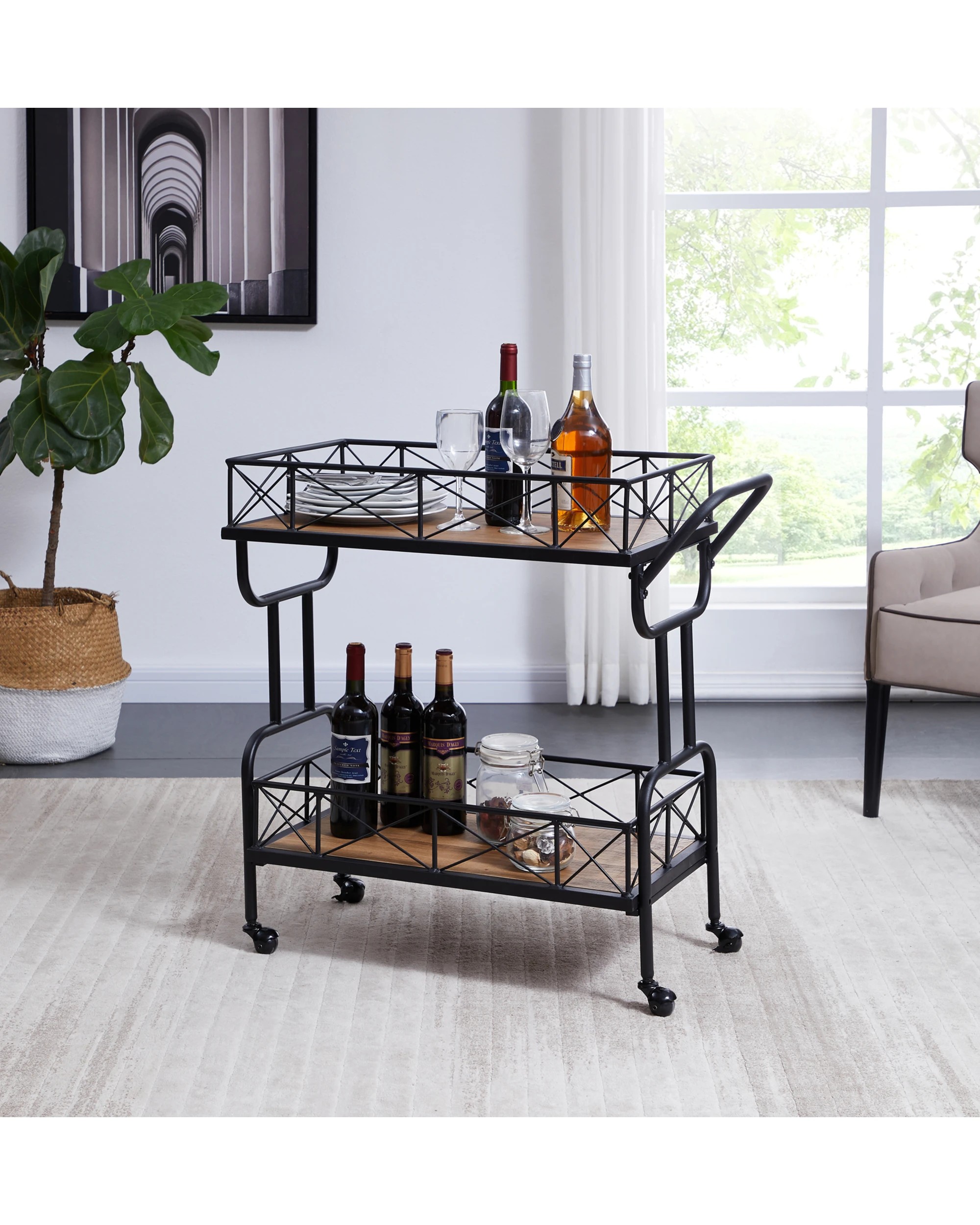 3 IHOMDEC Drink Trolley Bar Carts - Black, 3 of 10