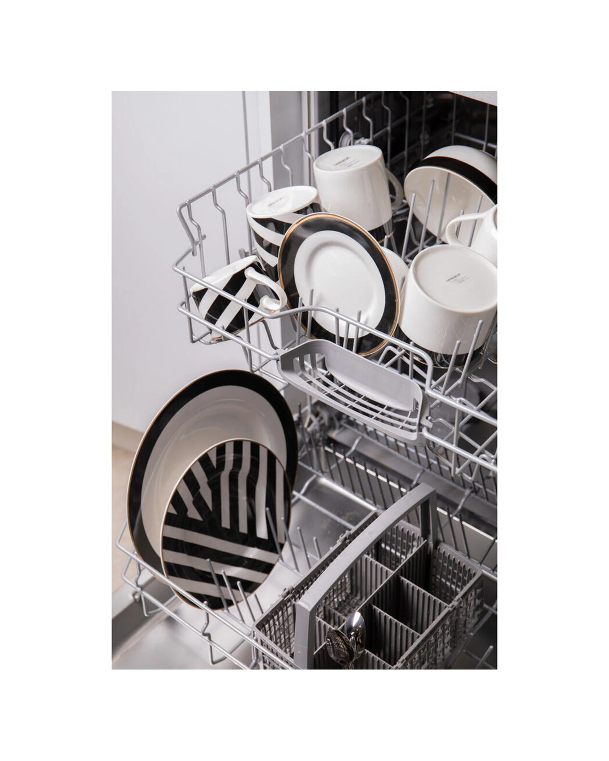 6 Mikasa Luxe Deco 4pc Kitchen China Mug Set 380ml Art Deco Trim - Multi, 6 of 6