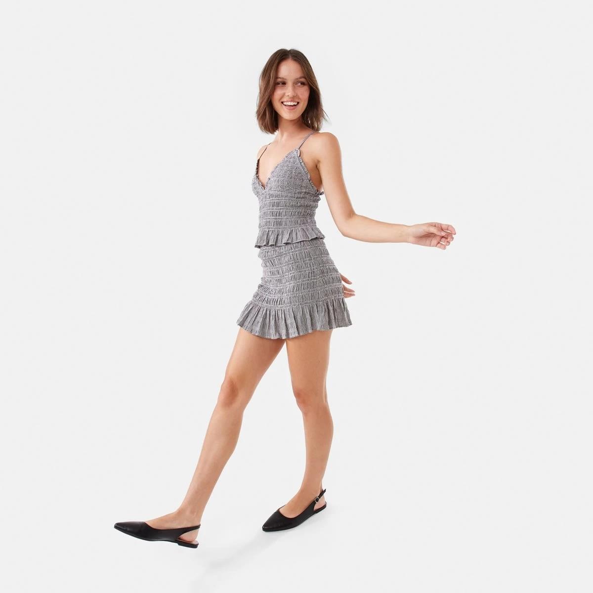 3 Sleeveless Gingham Shirred Top Brwn Ging, 3 of 8