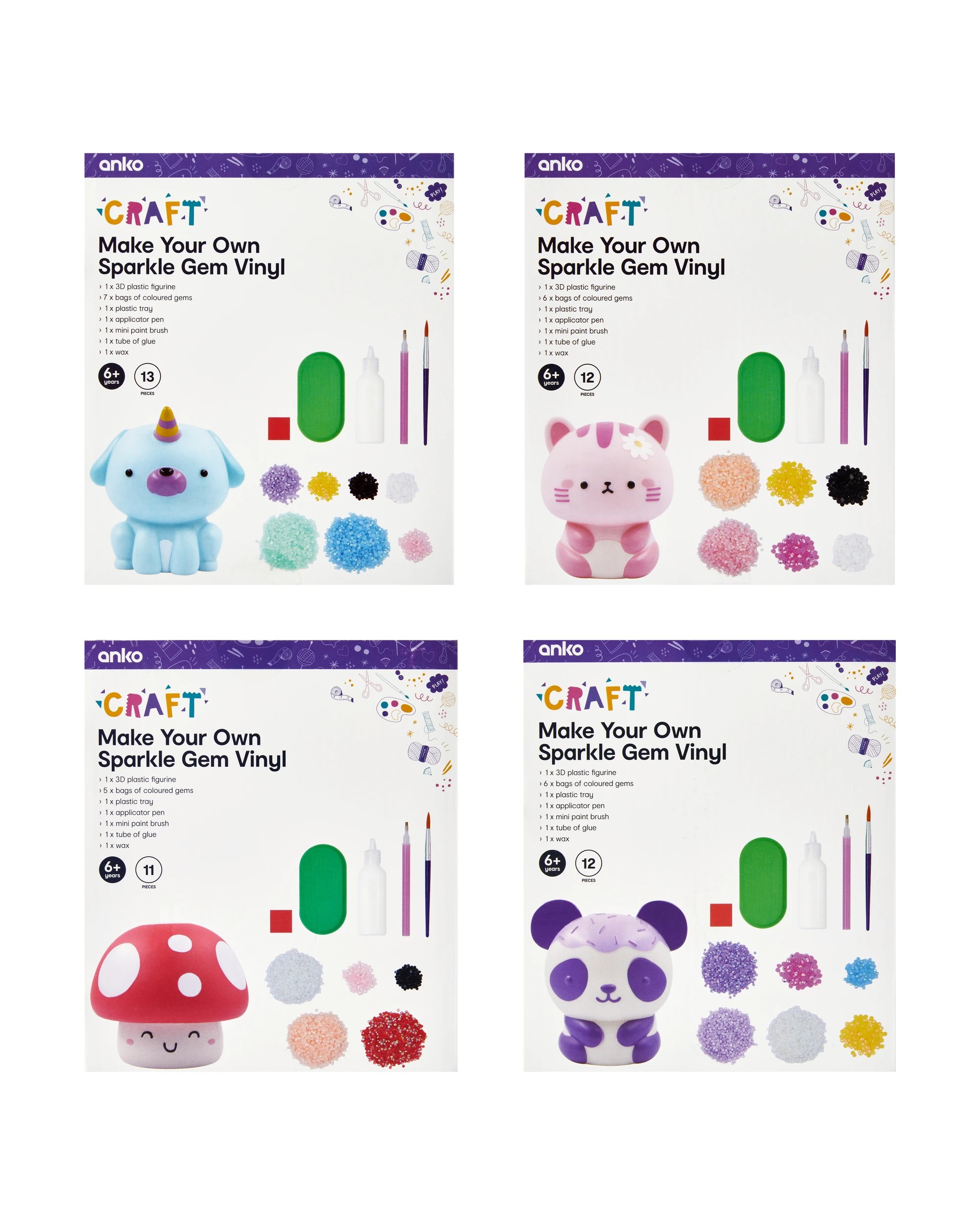 4 Make Your Own Sparkle Gem Vinyl Set - Assorted, 4 of 4