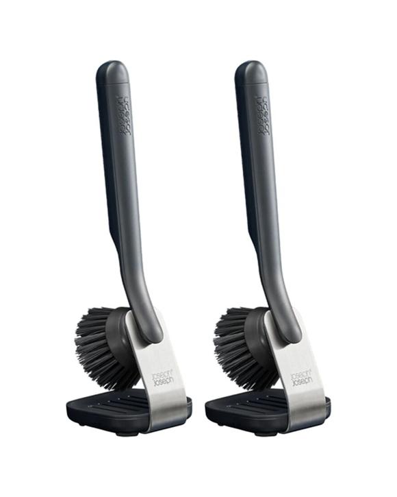 Joseph Joseph SinkTech Kitchen Dish Brush 2PK With Steel Stand Stain-Resistant Graphite - Grey