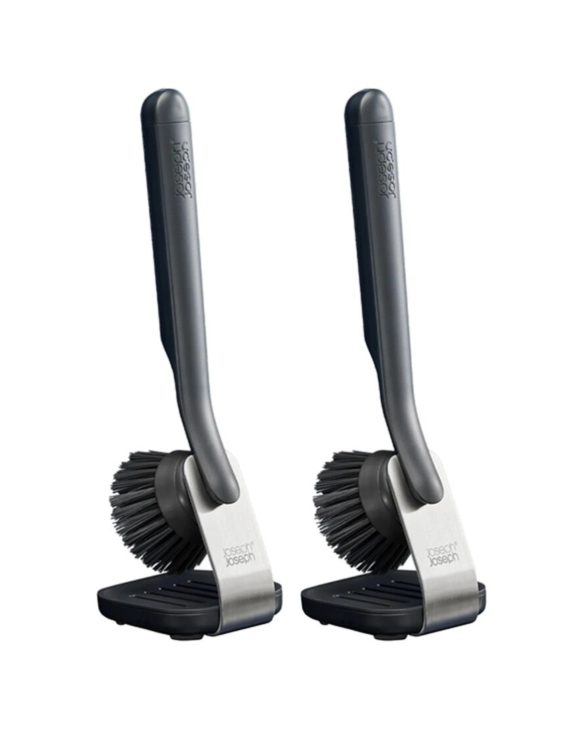 1 Joseph Joseph SinkTech Kitchen Dish Brush 2PK With Steel Stand Stain-Resistant Graphite - Grey, 1 of 7
