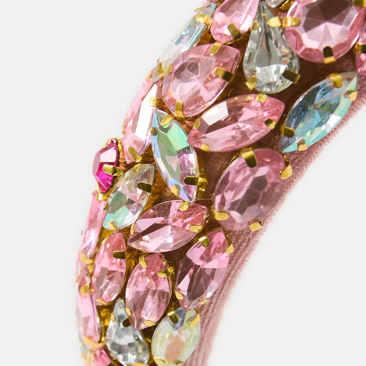 2 Statement Diamante Headband Pink, 2 of 5