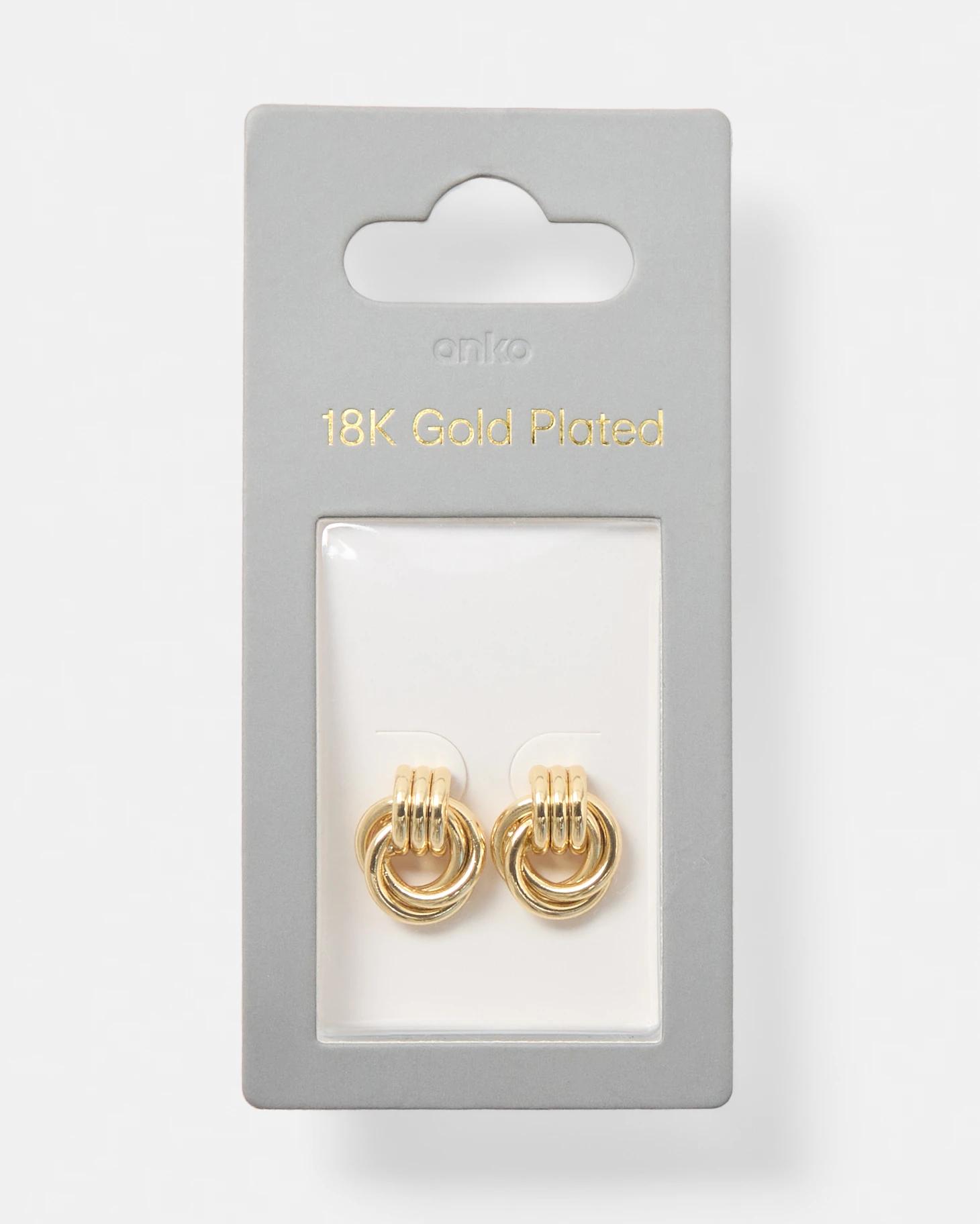 5 18K Gold Plated Door Knocker Stud Earrings Gold, 5 of 5