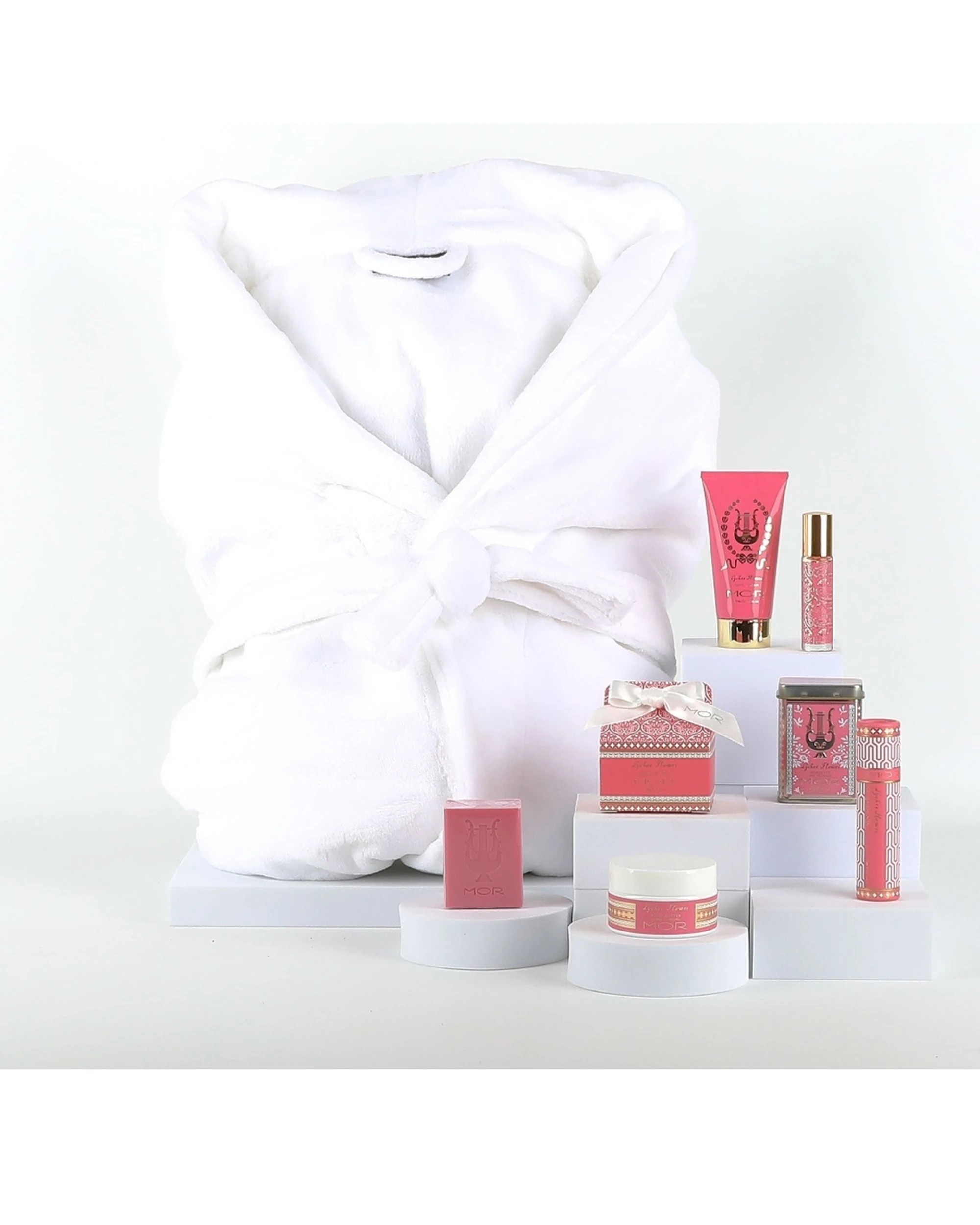 4 Gift Basket MOR Lychee Flower Minis & Bathrobe Set Microplush Robe - Multi, 4 of 8