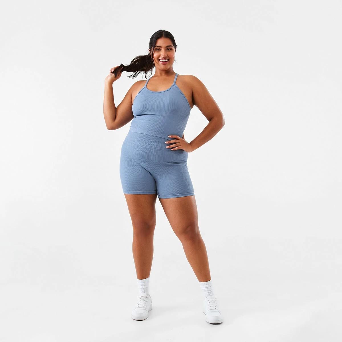 4 Active Womens Seamfree Rib Bike Shorts Citadel Bl, 4 of 9