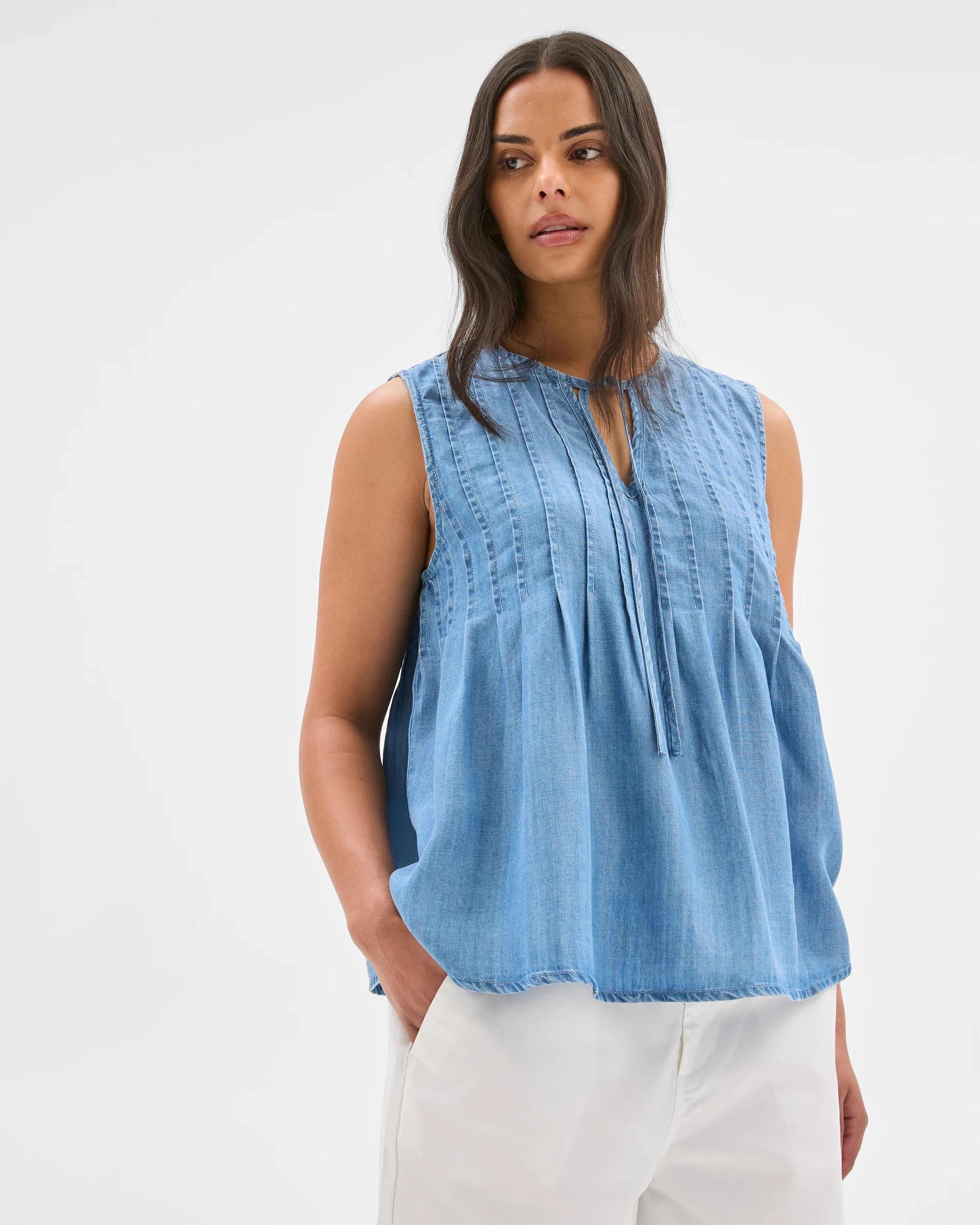 2 Target Pintuck Tank Top CHAMBRAY, 2 of 6