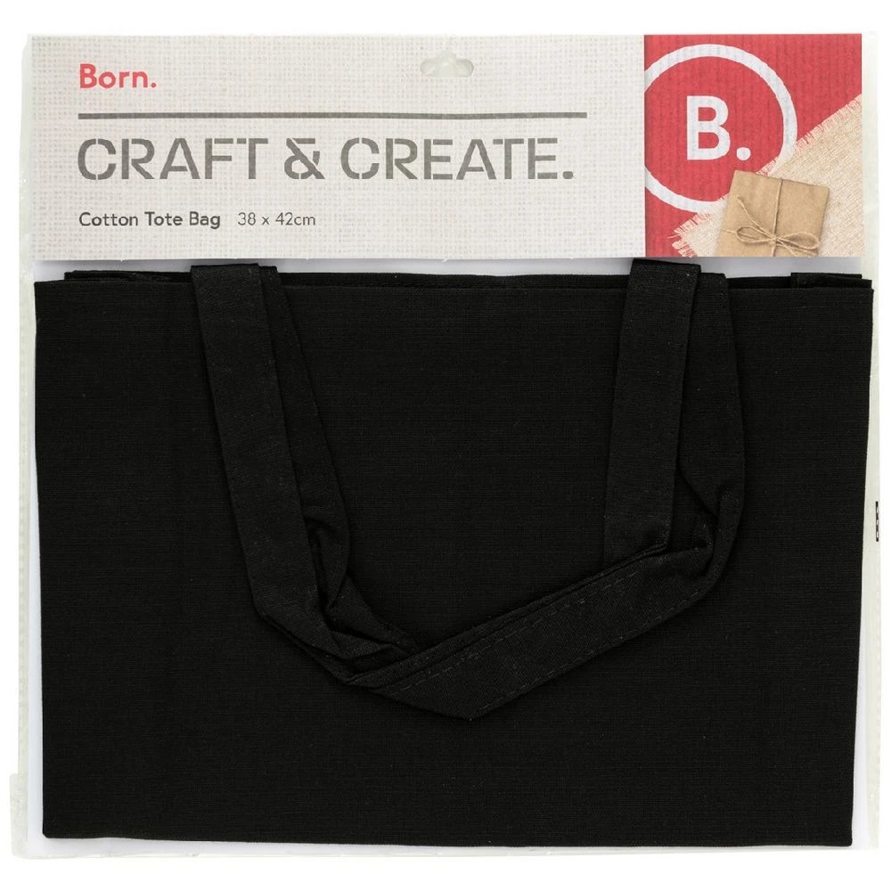 1 Born Cotton Tote Bag 38x42cm Black, 1 of 2