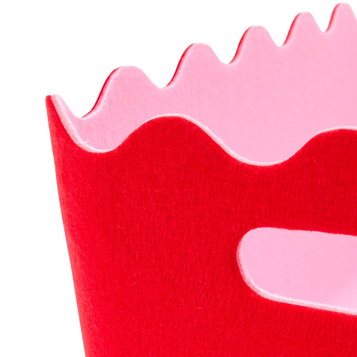 6 Two Tone Wave Felt Basket - Red, 6 of 7