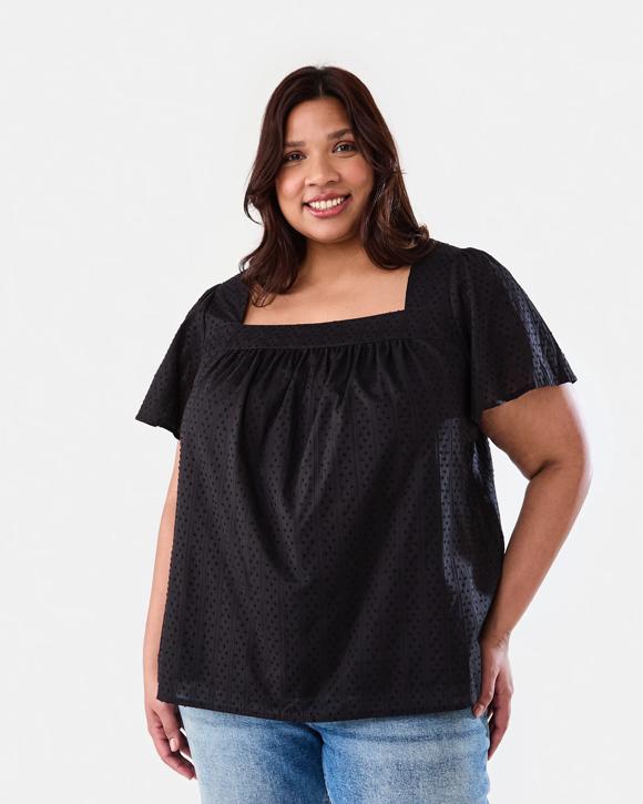 Curve Short Sleeve Square Neck Top