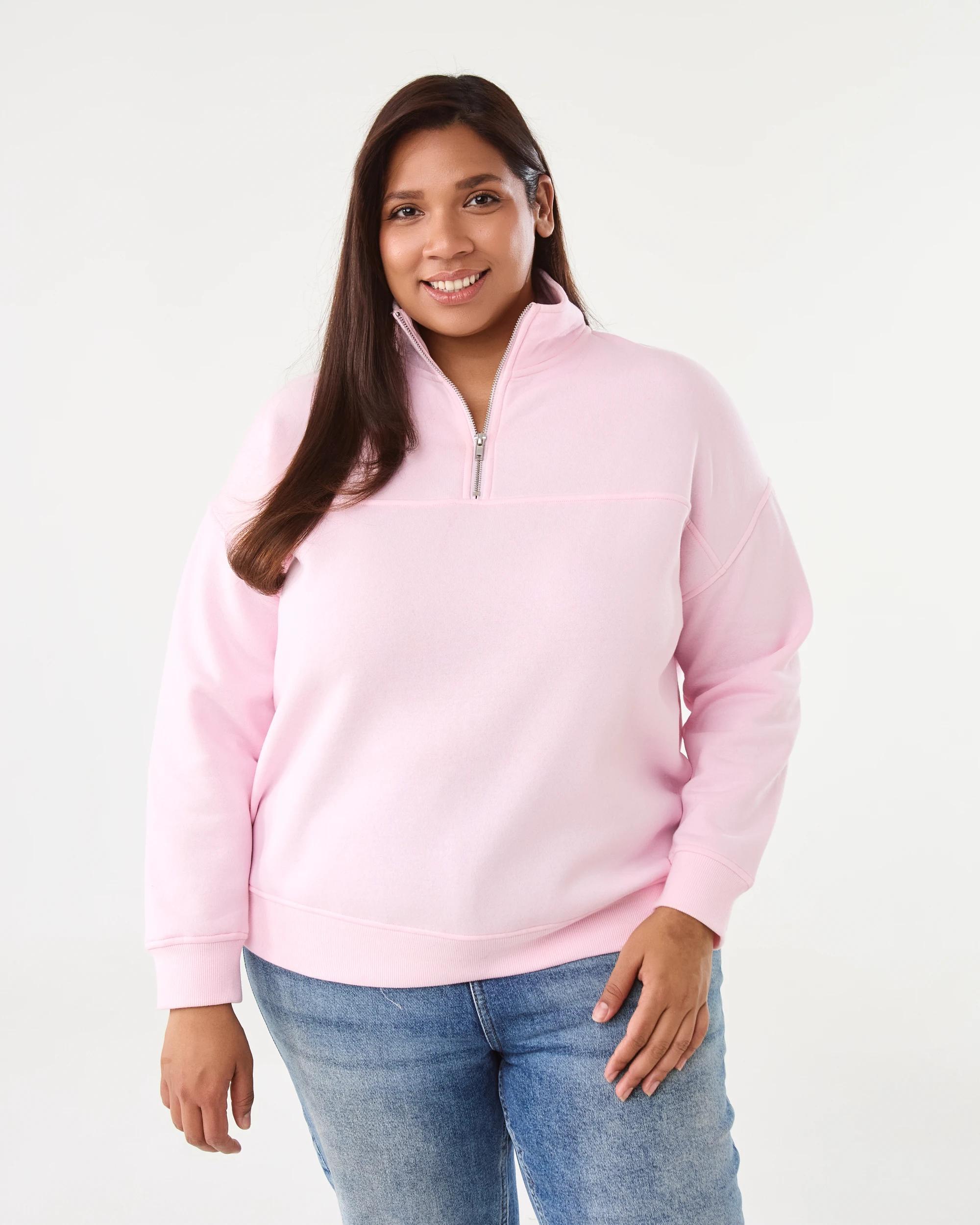 1 Curve Quarter Zip Sweatshirt Bllet Pink, 1 of 7