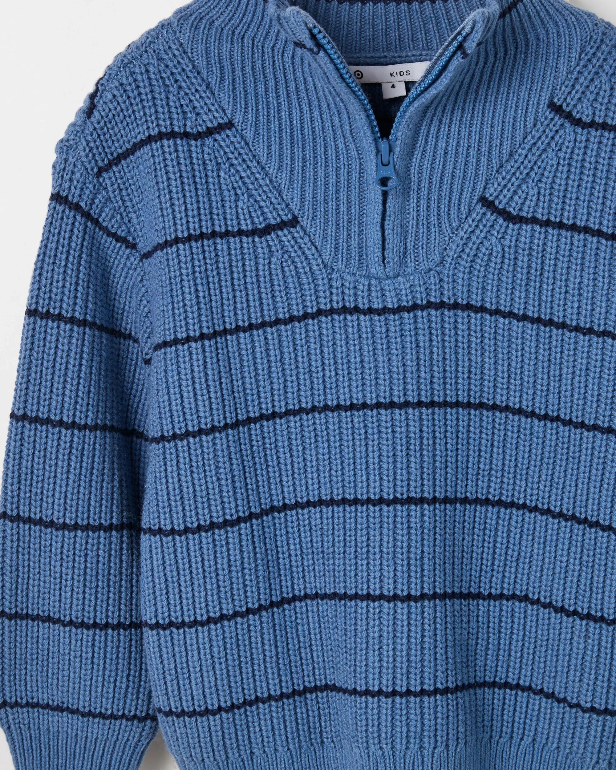 2 Target Kids Australian Cotton Blend 1/4 Zip Knit Jumper BLUE, 2 of 2
