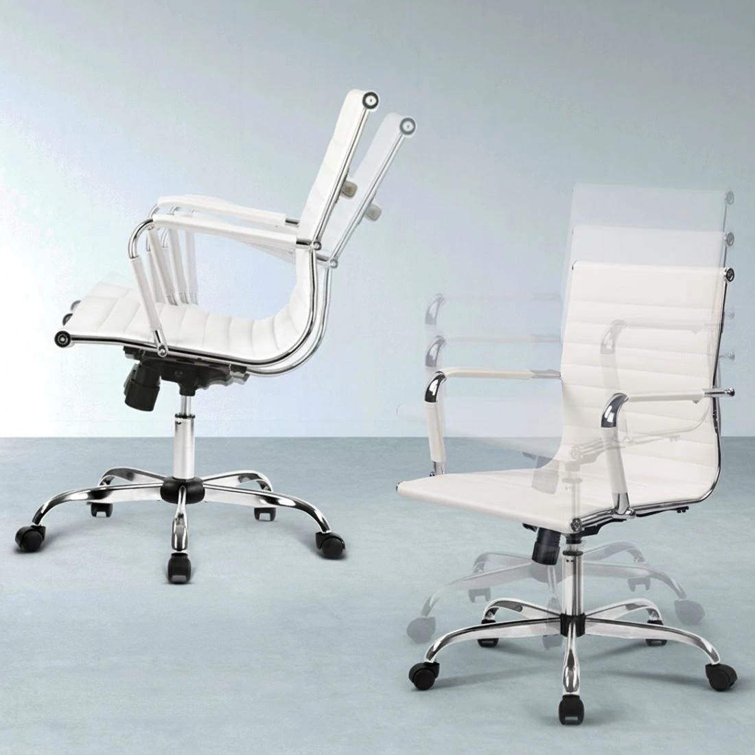 6 Artiss Computer Desk Office Chair Set PU Leather Wall Mount Foldable Table - White, 6 of 7