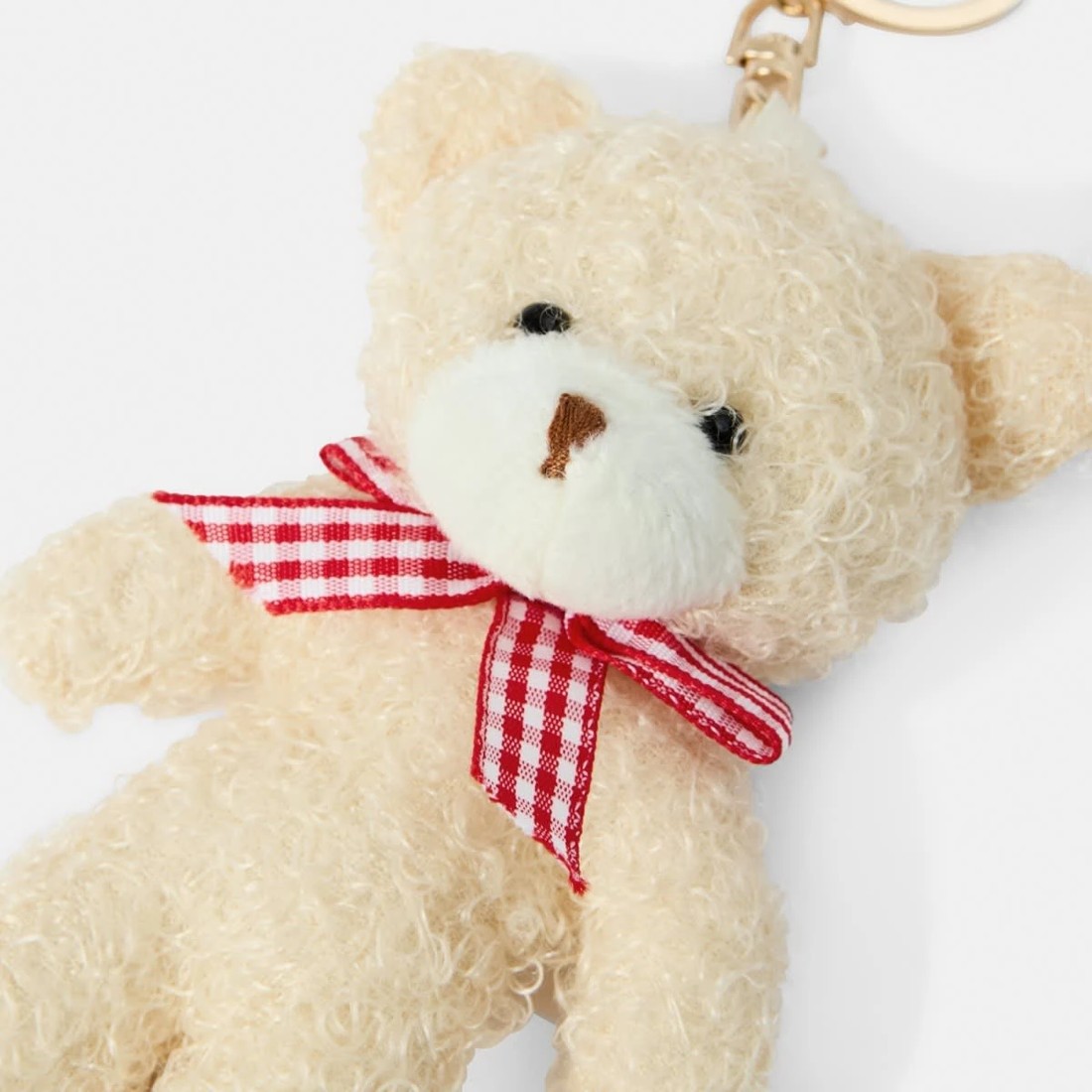 2 Bear Charm Keyring - Beige, Gold Tone, Red and White, 2 of 3