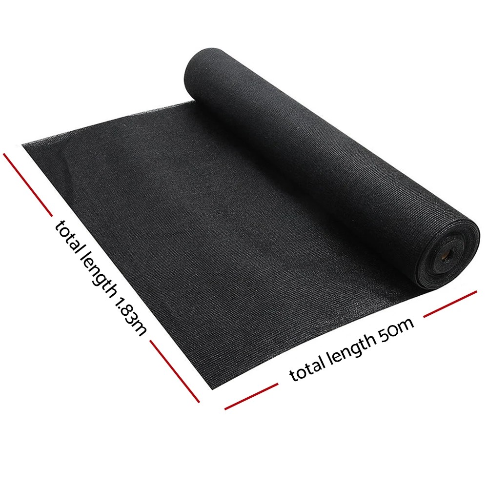 2 Instahut 50% Shade Cloth 1.83x50m Shadecloth Sail Heavy Duty - Black, 2 of 7