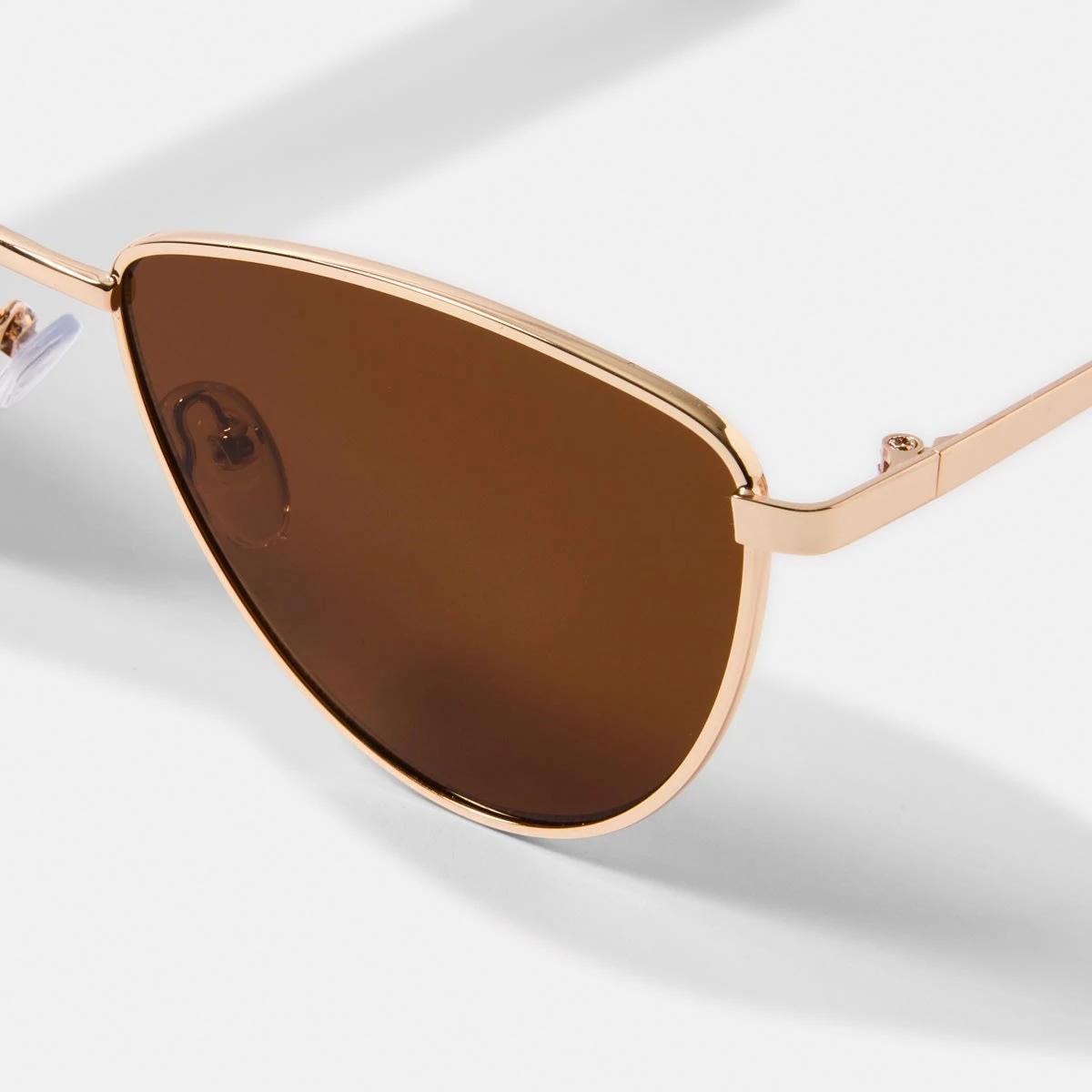 3 Womens Metal Cat Eye Sunglasses Gold, 3 of 6