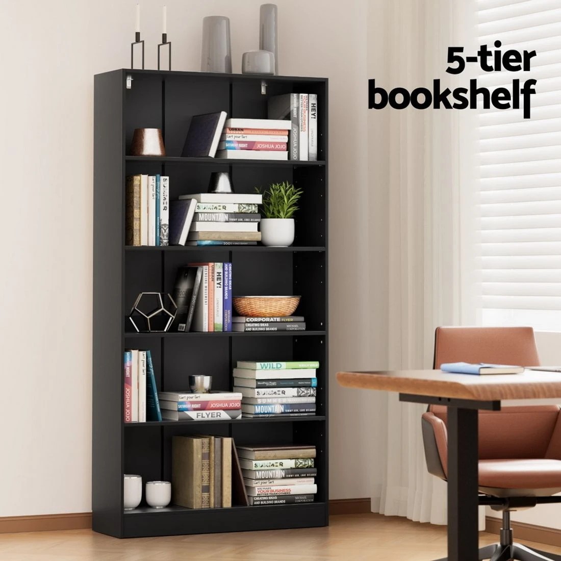 6 Artiss Bookshelf 5 Tiers
 - Black, 6 of 8