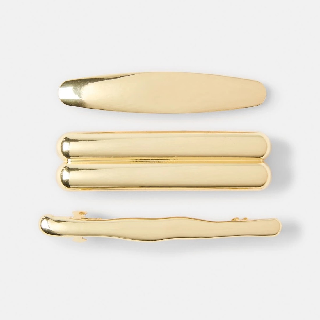 1 3 Pack Gold Tone Barrette Hair Clips, 1 of 4