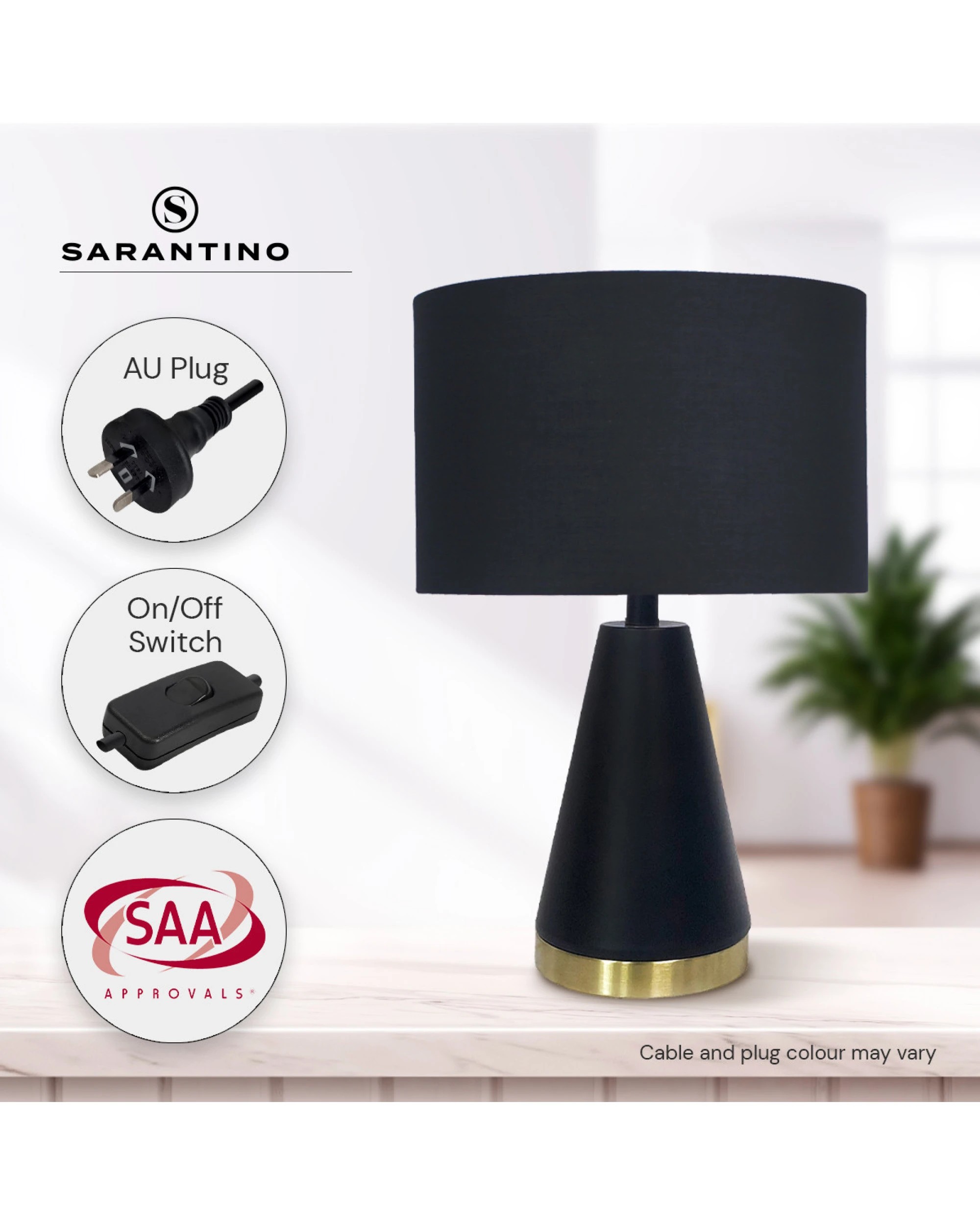 7 Sarantino Metal Table Lamp In Black And Gold, 7 of 10