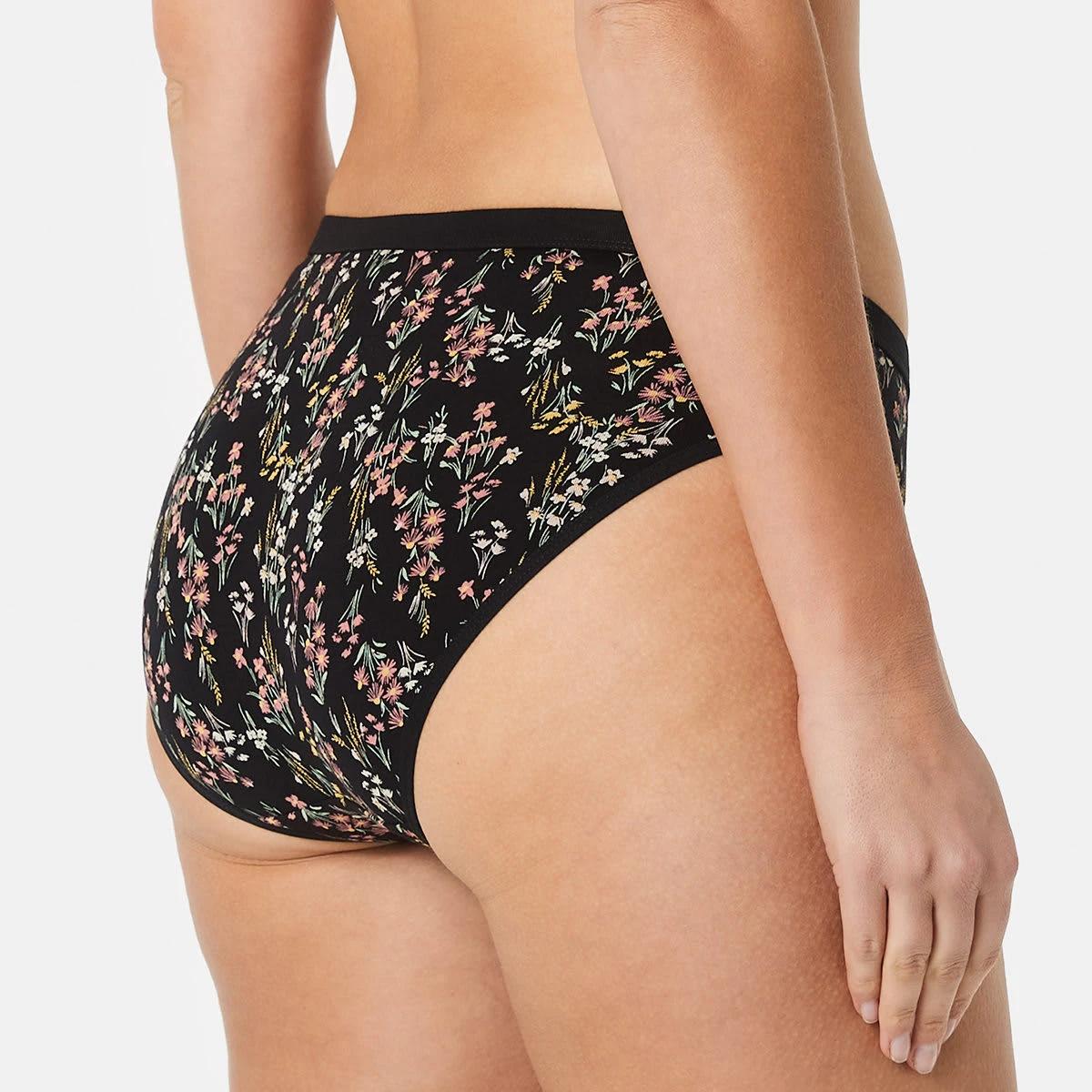 3 Comfort Top Bikini Briefs FLORAL BLACK, 3 of 4