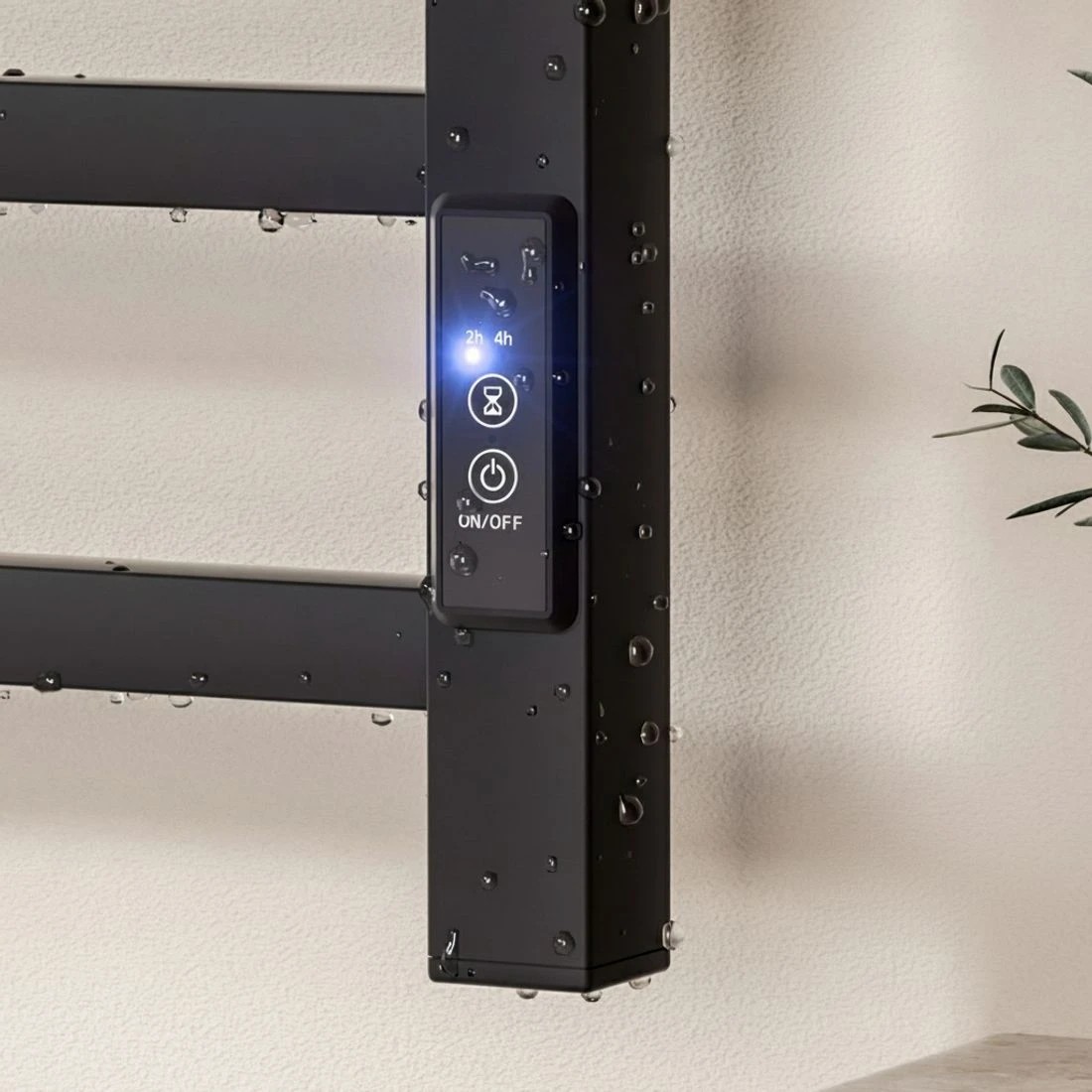 5 Devanti Heated Towel Rail 8 Square Bars with Timer Electric Heater Warmer Rack - Black, 5 of 6