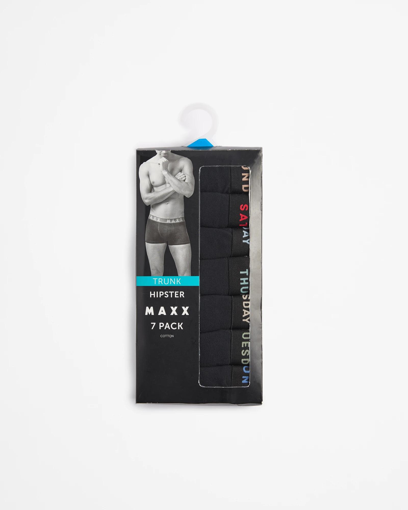 4 7 Pack Days Of The Week Hipster Trunks - Maxx BLACK DOTW, 4 of 4