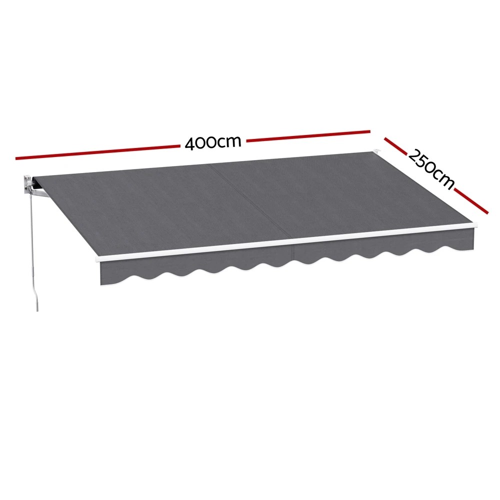 2 Instahut Retractable Folding Arm Awning Manual Sunshade 4Mx2.5M - Grey, 2 of 6