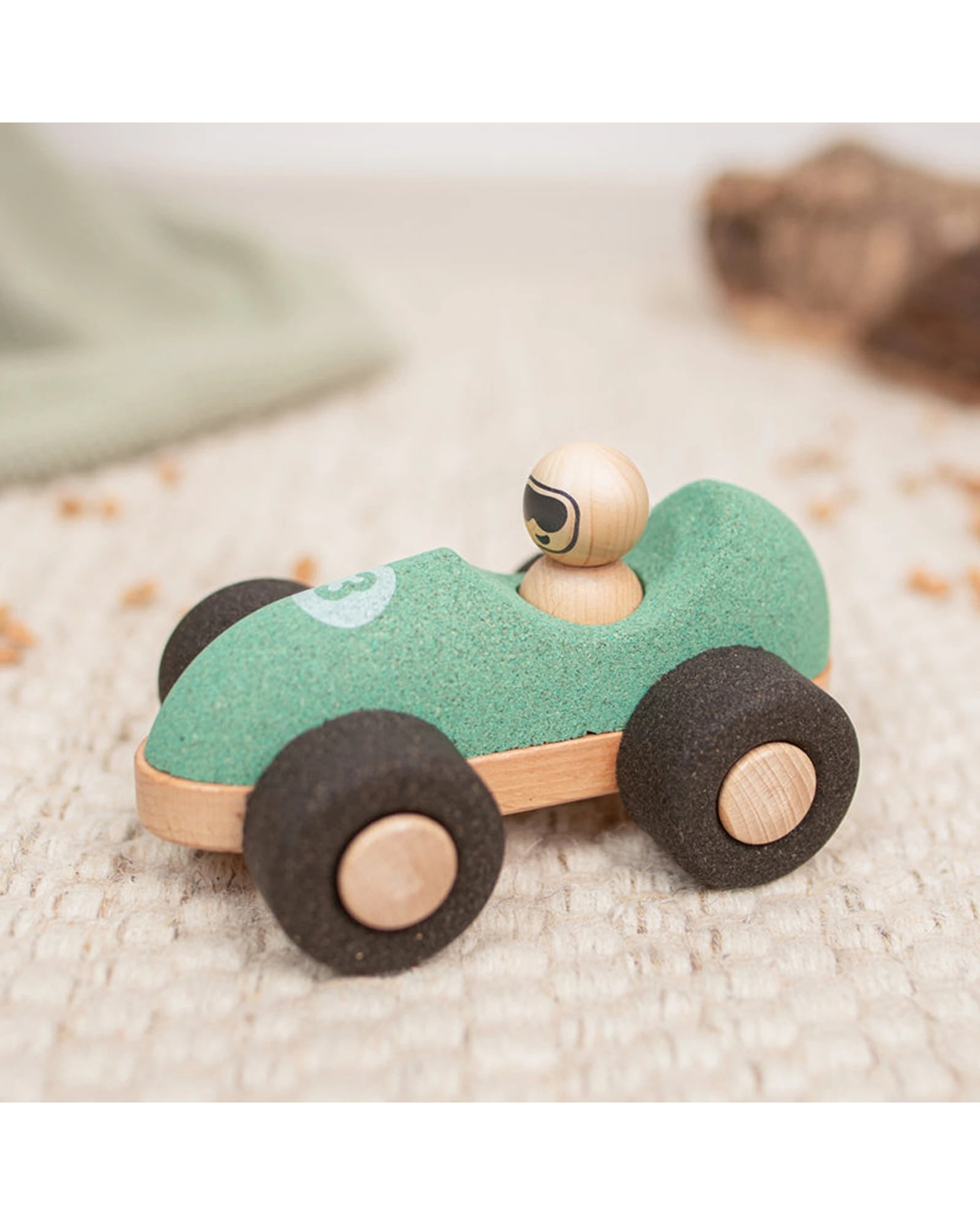 4 Korko E-Cork Racer Push Car Wooden Toy Figure Coordination Cork Wood - Green, 4 of 4
