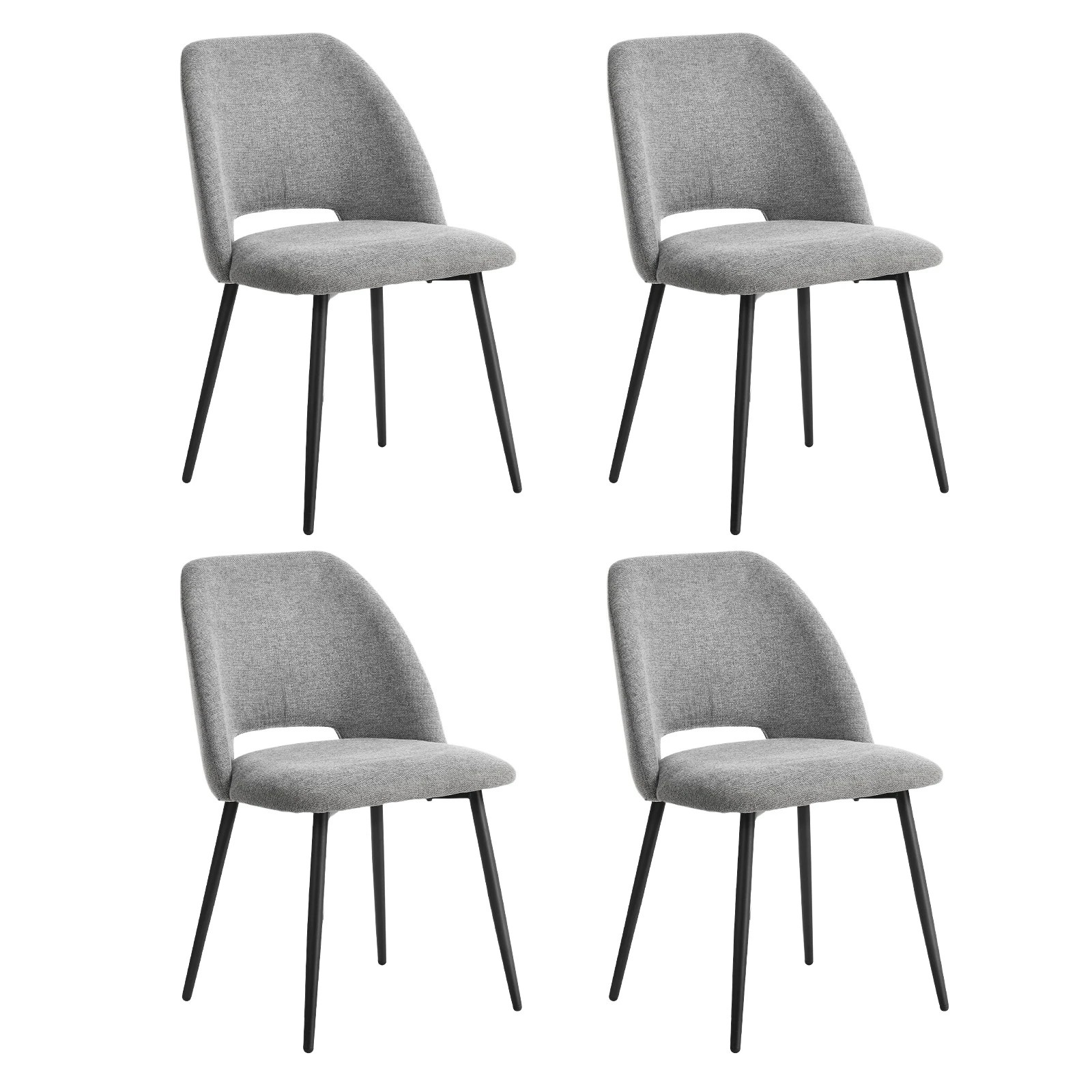 1 Oikiture 4x Dining Chair Accent Chairs Linen Fabric - Grey, 1 of 9