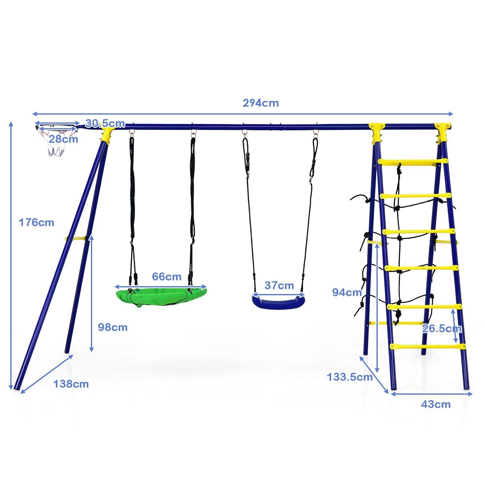 2 Costway 5-IN-1 Metal Climb & Swing Set Outdoor Playground, 2 of 2
