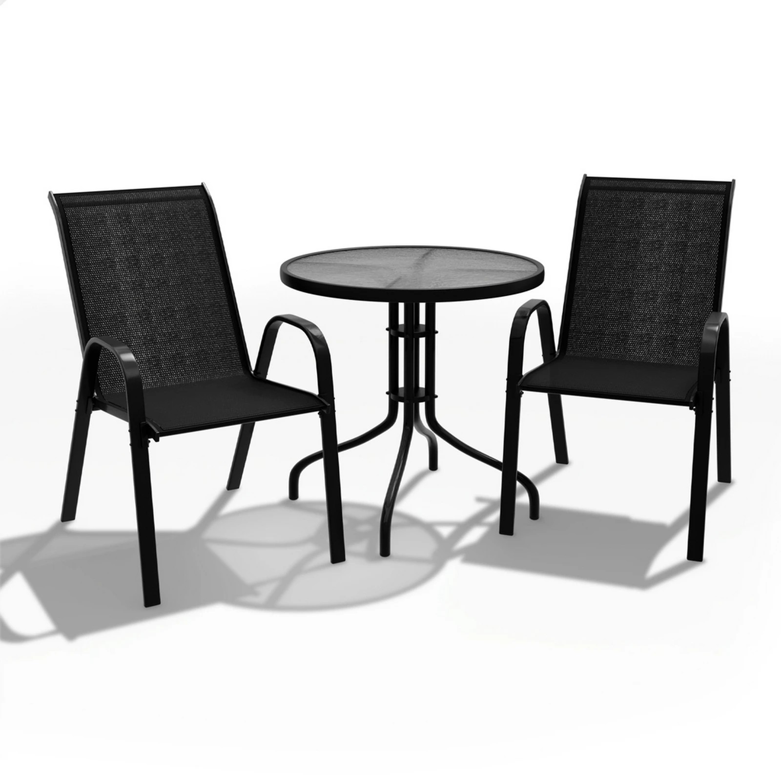 1 Alfordson 3PCS Outdoor Furniture Patio Table and Chairs Set Garden Round - Black, 1 of 10