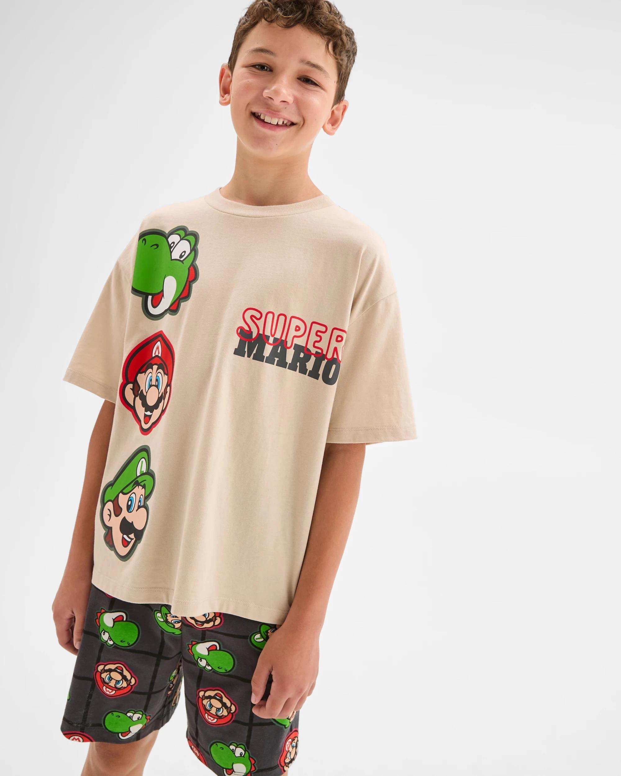 2 Super Mario Australian Cotton Jersey Older Boys Pyjama Set MARIO, 2 of 8