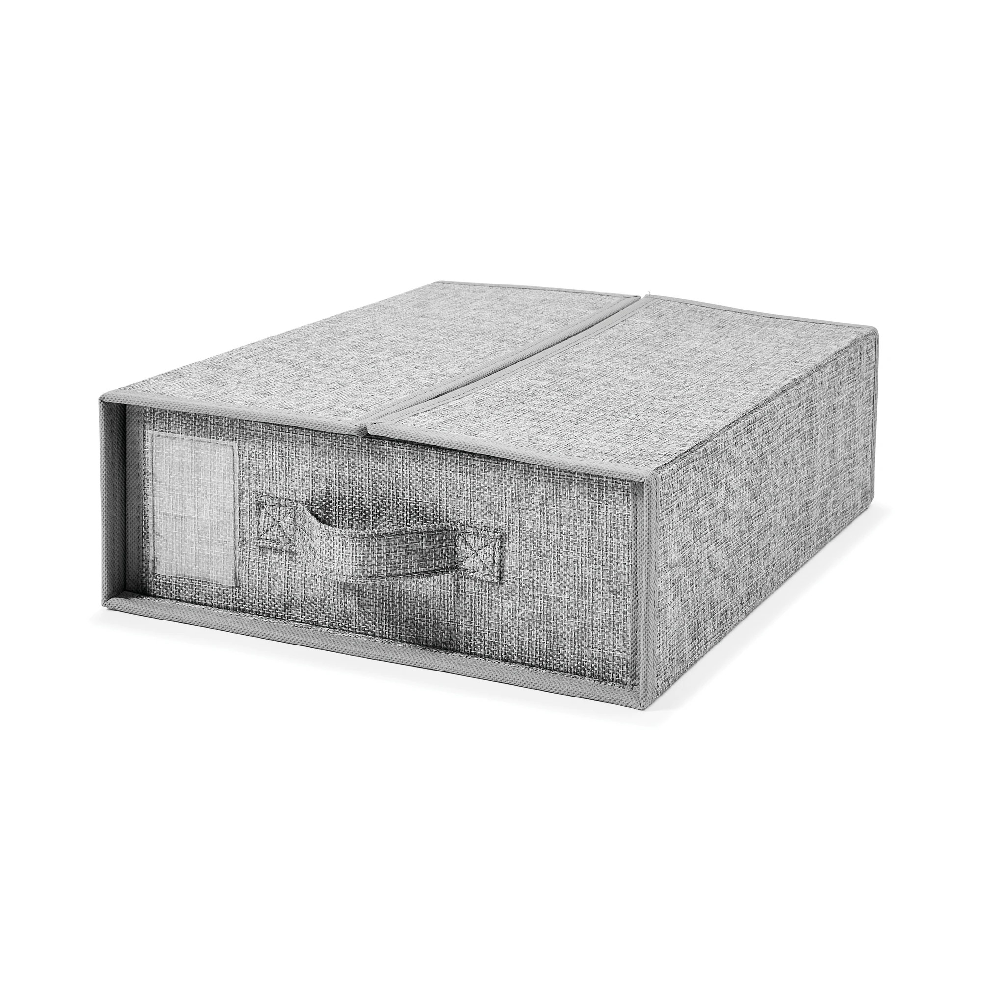 3 Linen Look Bed Linen Box - Charcoal, 3 of 11