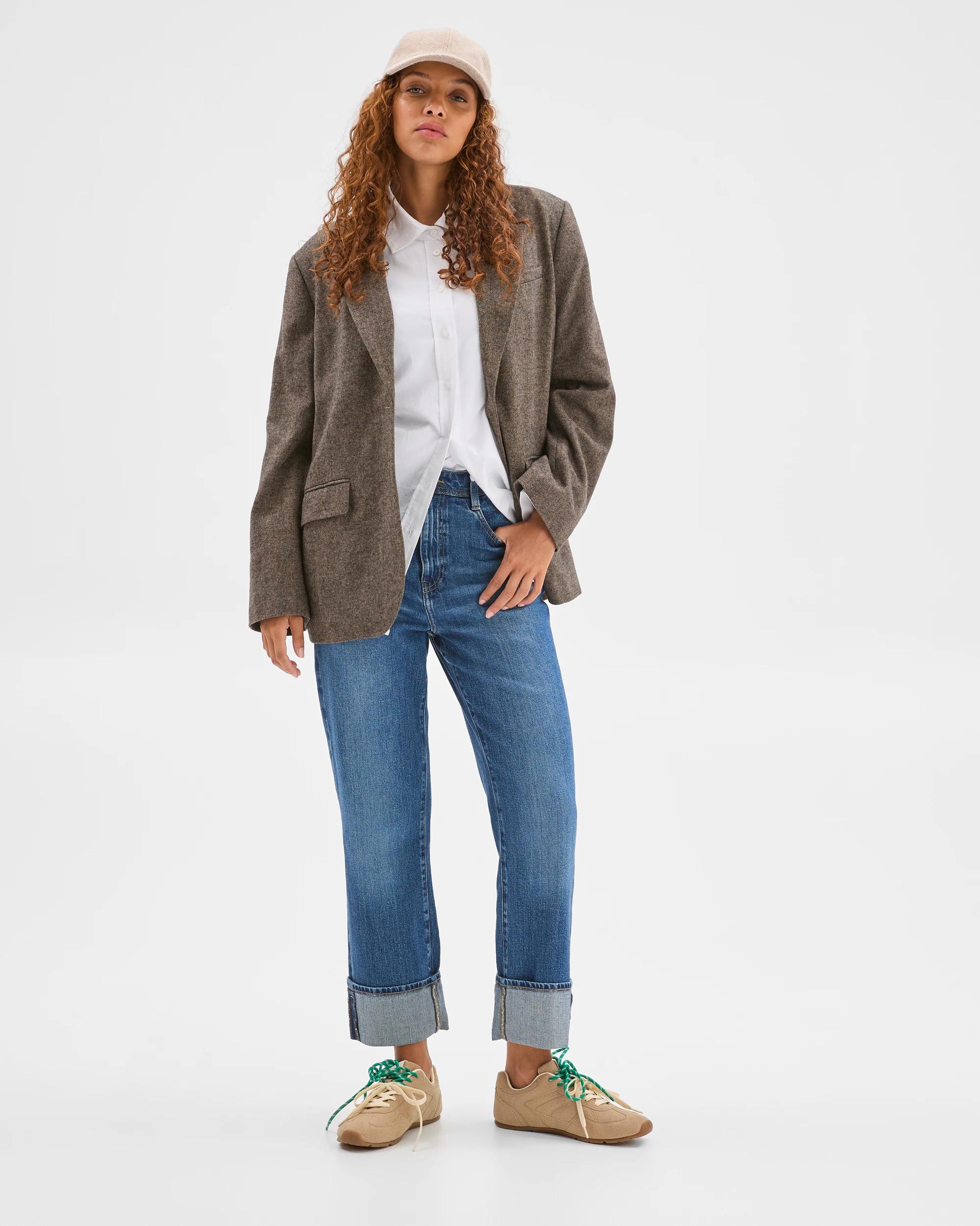 1 Target Denim Straight Leg 90's Turn Up Denim Jeans DARK WORN, 1 of 7
