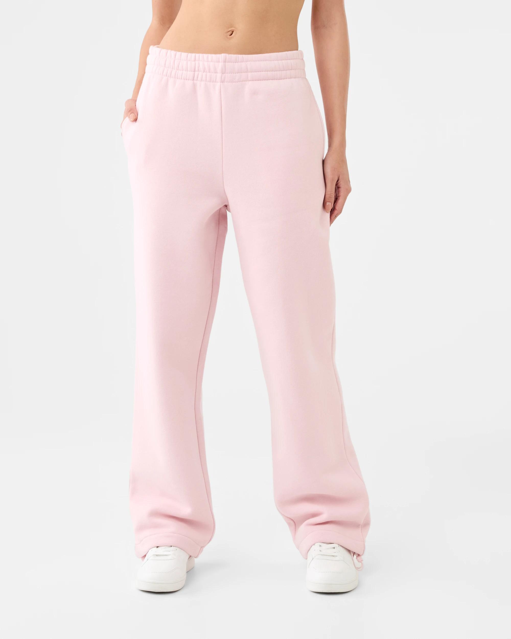 1 Active Womens Wide Leg Fleece Trackpants Aura Pink, 1 of 6