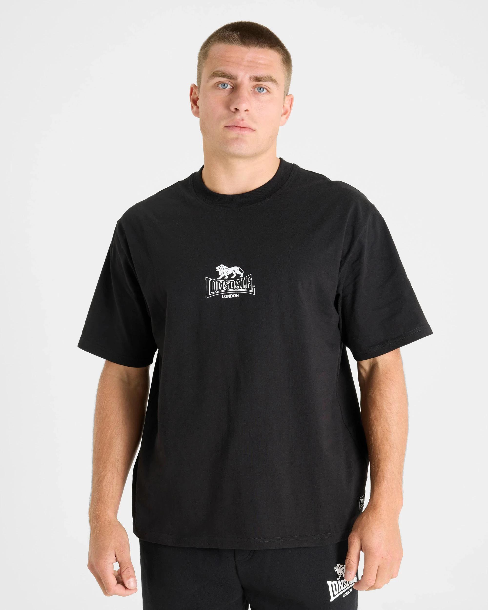 1 Lonsdale London Varsity Short Sleeve T-Shirt BLACK, 1 of 5