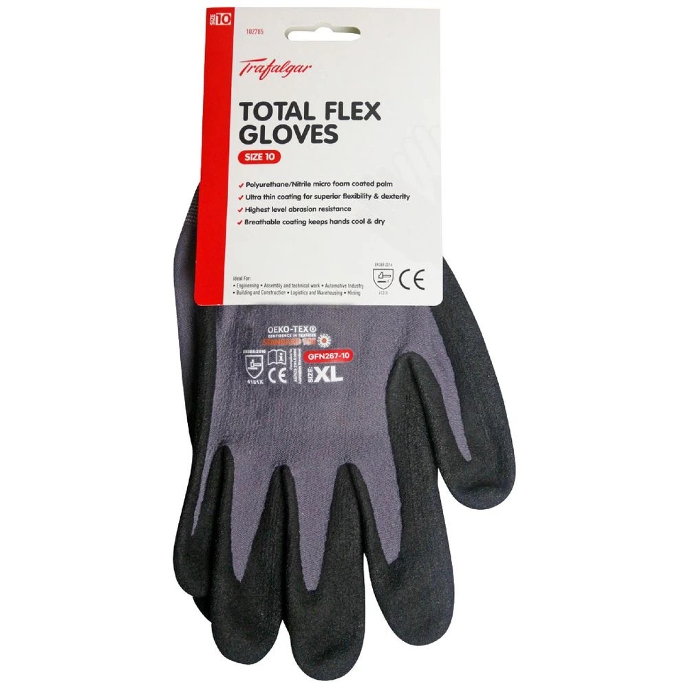 1 Trafalgar Total Flex Gloves Size 10, 1 of 2