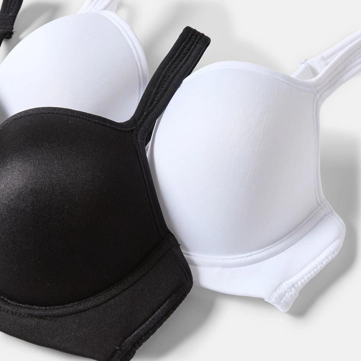 2 2 Pack Active Womens Sports Underwire Padded Medium Support Bra BLACK, WHITE, 2 of 9