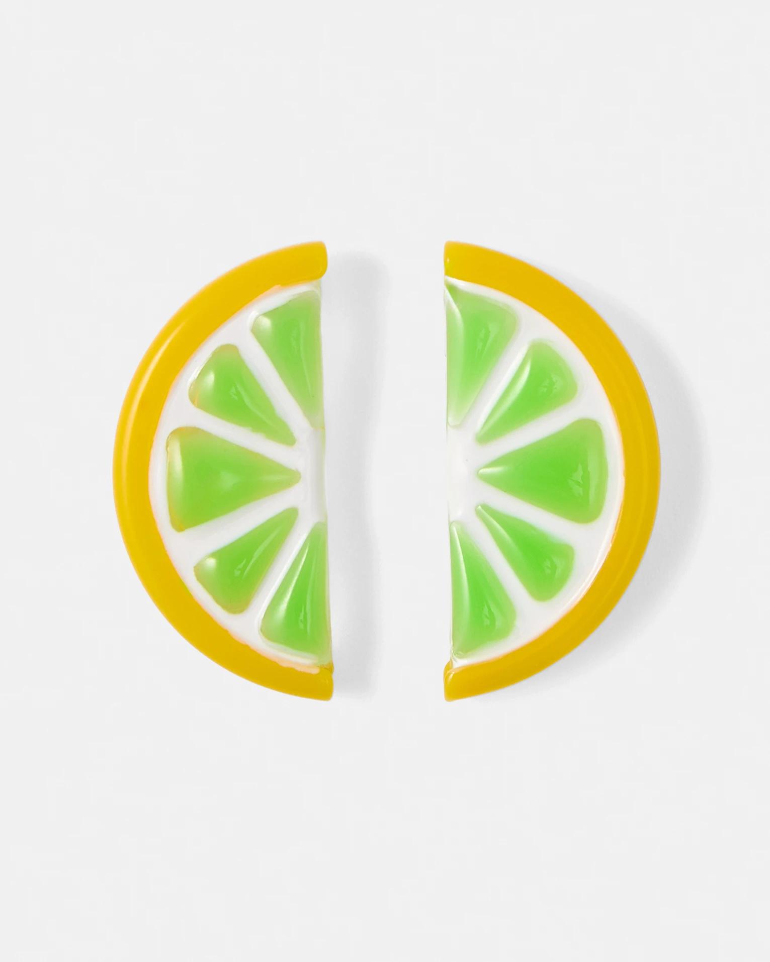 2 Lemon Slice Stud Earrings - Yellow and Green Yellow, 2 of 4